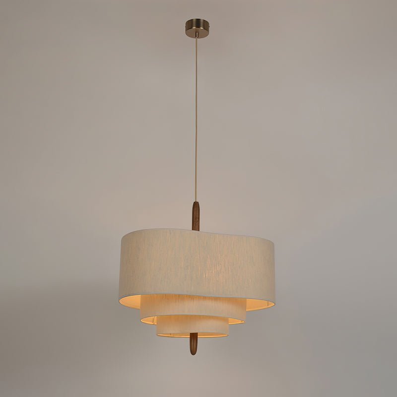 Salemu Elegance Wave Ladder Wood Fabric Pendant Lamp-Neutral Decor
