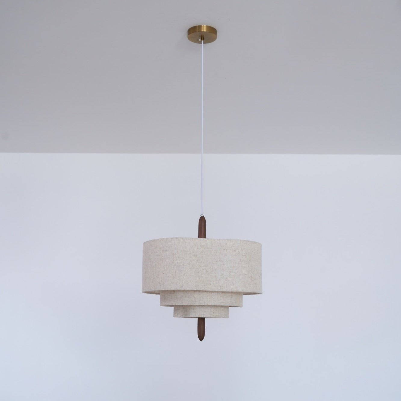 Salemu Elegance Wave Ladder Wood Fabric Pendant Lamp-Neutral Decor