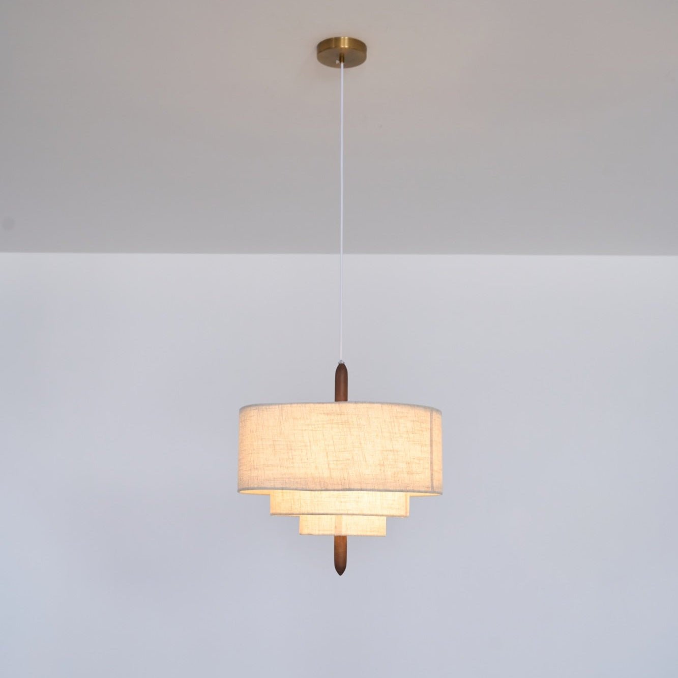 Salemu Elegance Wave Ladder Wood Fabric Pendant Lamp-Neutral Decor