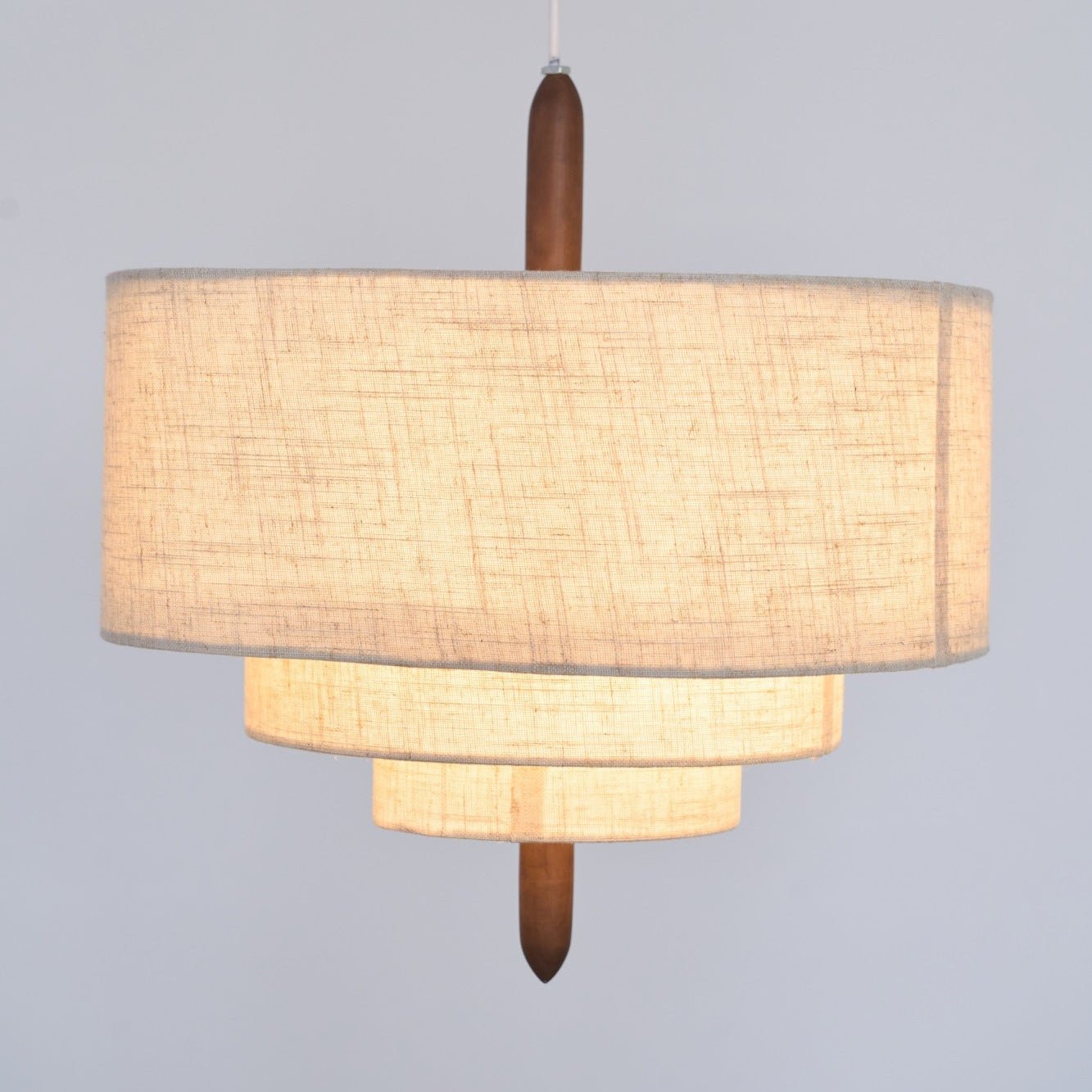 Salemu Elegance Wave Ladder Wood Fabric Pendant Lamp-Neutral Decor