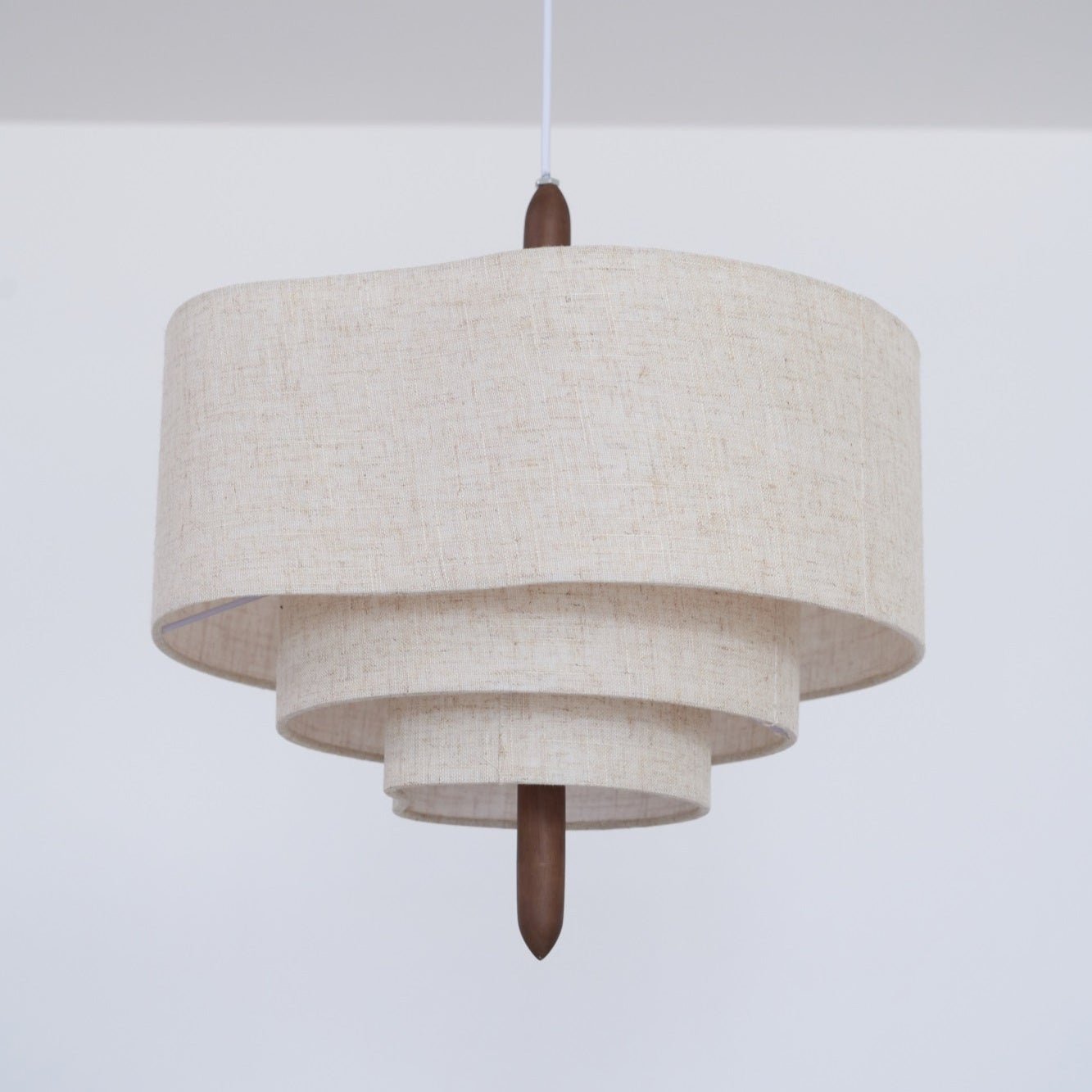 Salemu Elegance Wave Ladder Wood Fabric Pendant Lamp-Neutral Decor