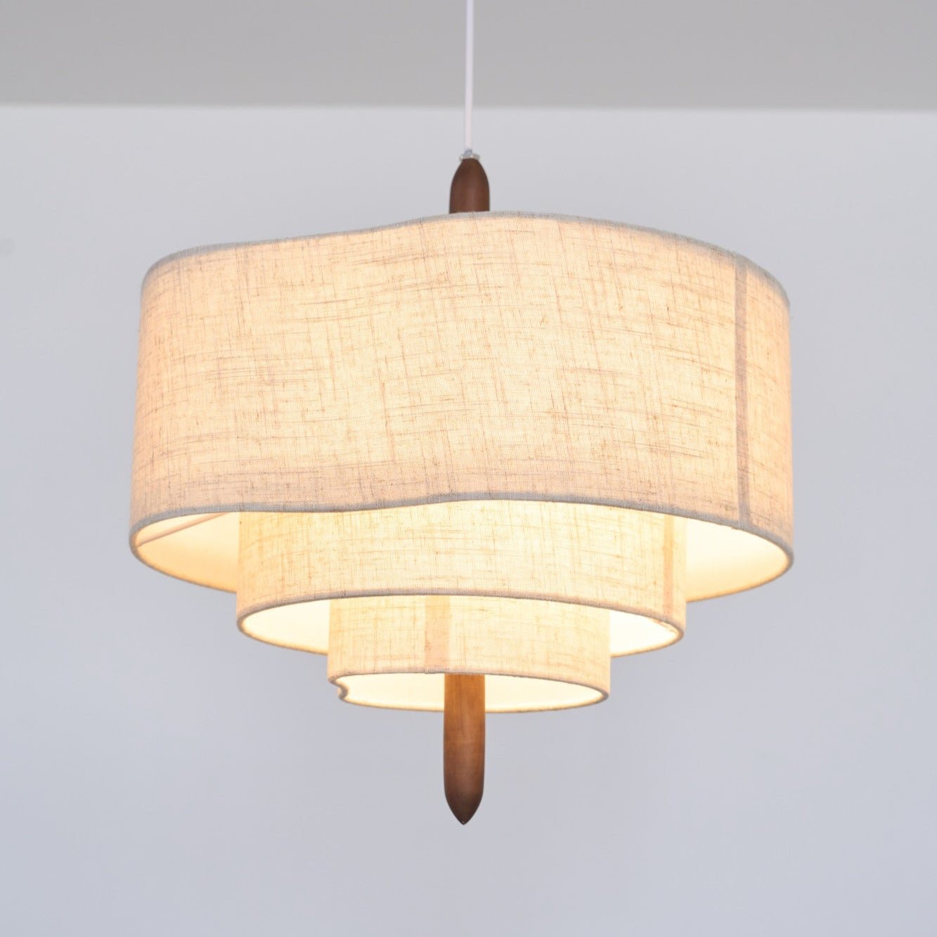 Salemu Elegance Wave Ladder Wood Fabric Pendant Lamp-Neutral Decor