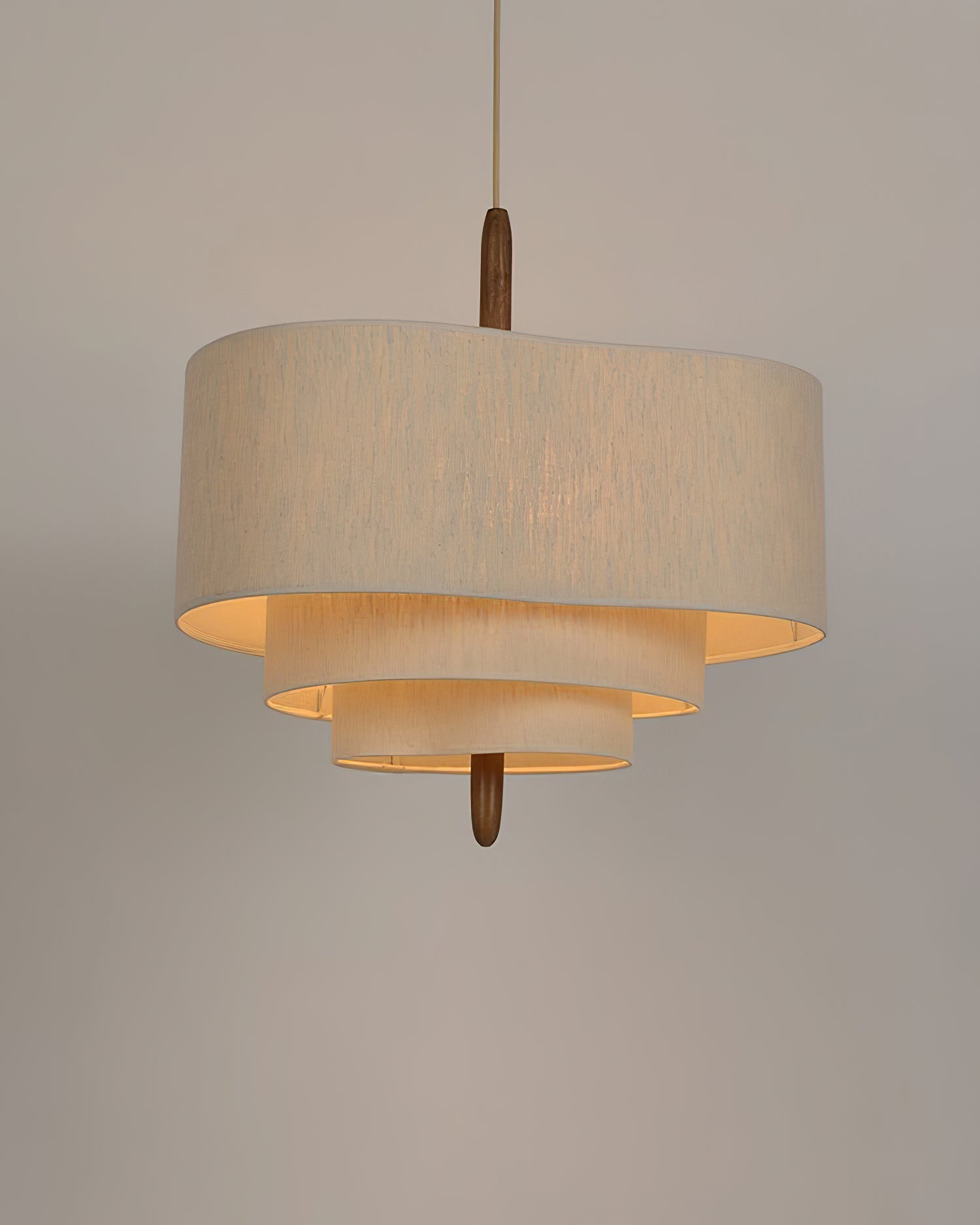 Salemu Elegance Wave Ladder Wood Fabric Pendant Lamp-Neutral Decor