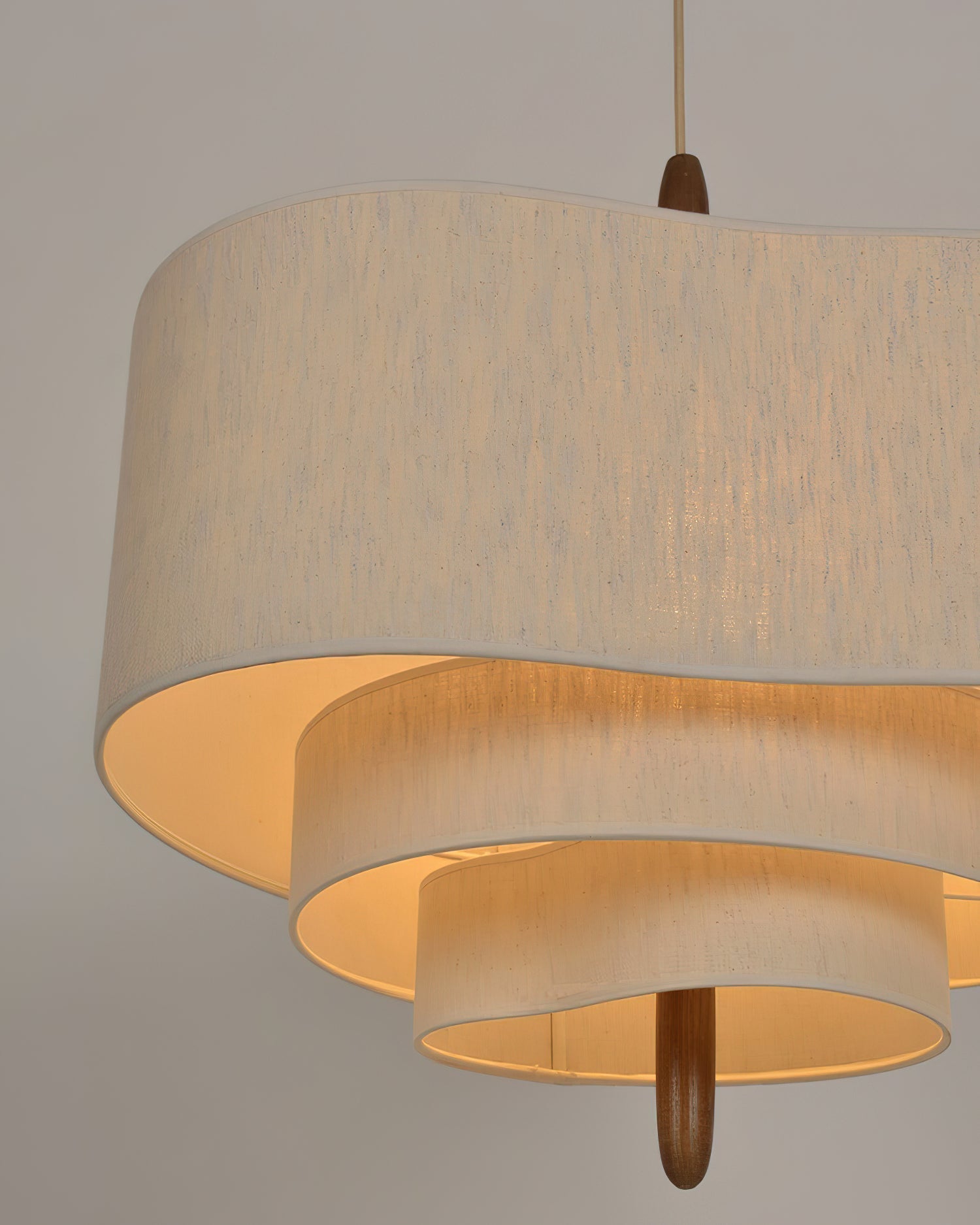 Salemu Elegance Wave Ladder Wood Fabric Pendant Lamp-Neutral Decor