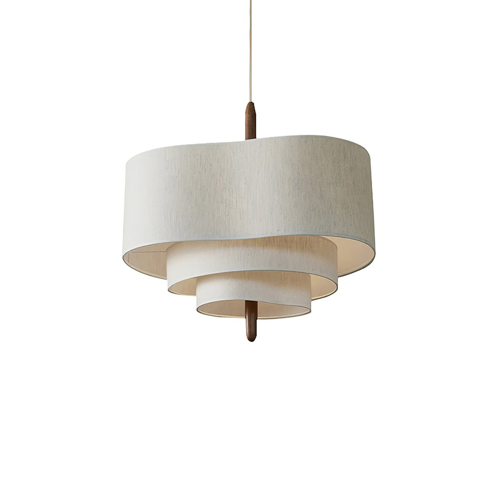 Salemu Elegance Wave Ladder Wood Fabric Pendant Lamp-Neutral Decor