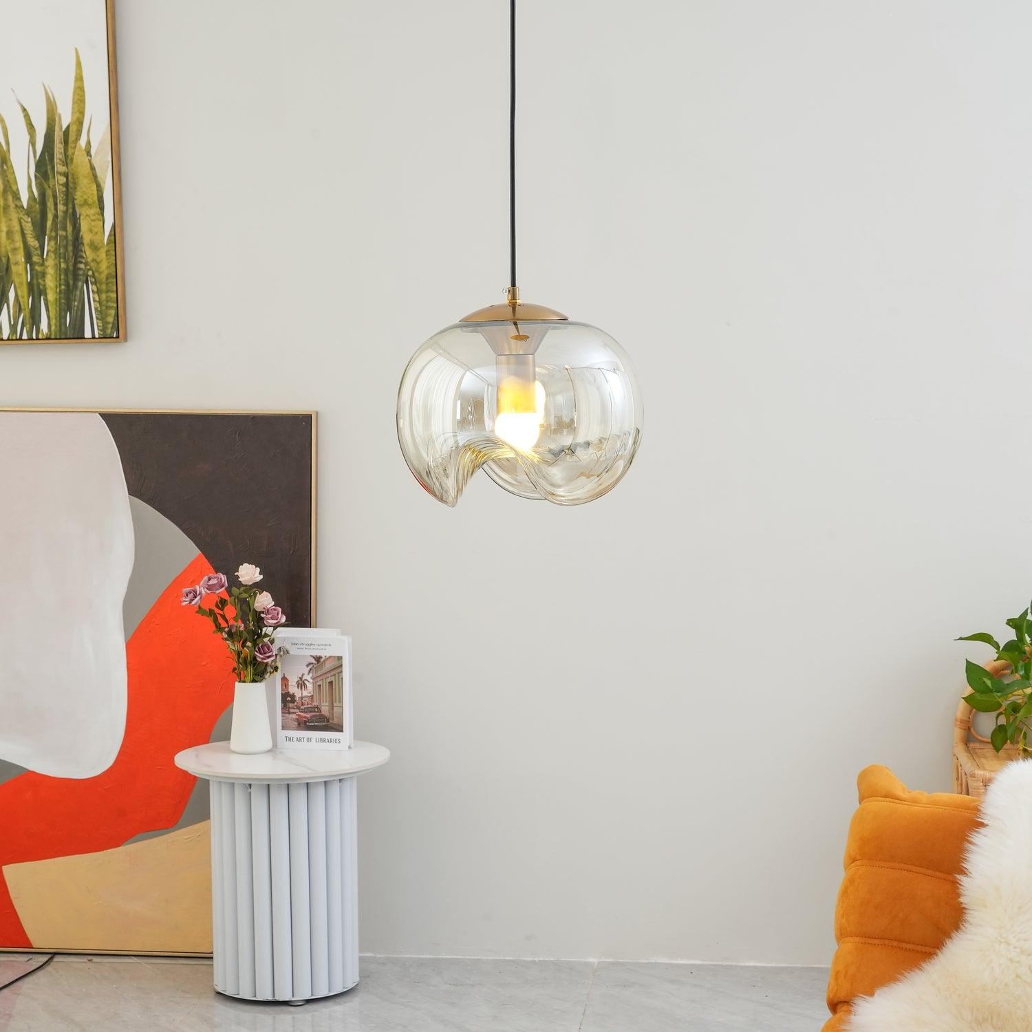Willa Pendant Lamp Glass Wave Mid Century Vintage-Neutral Decor