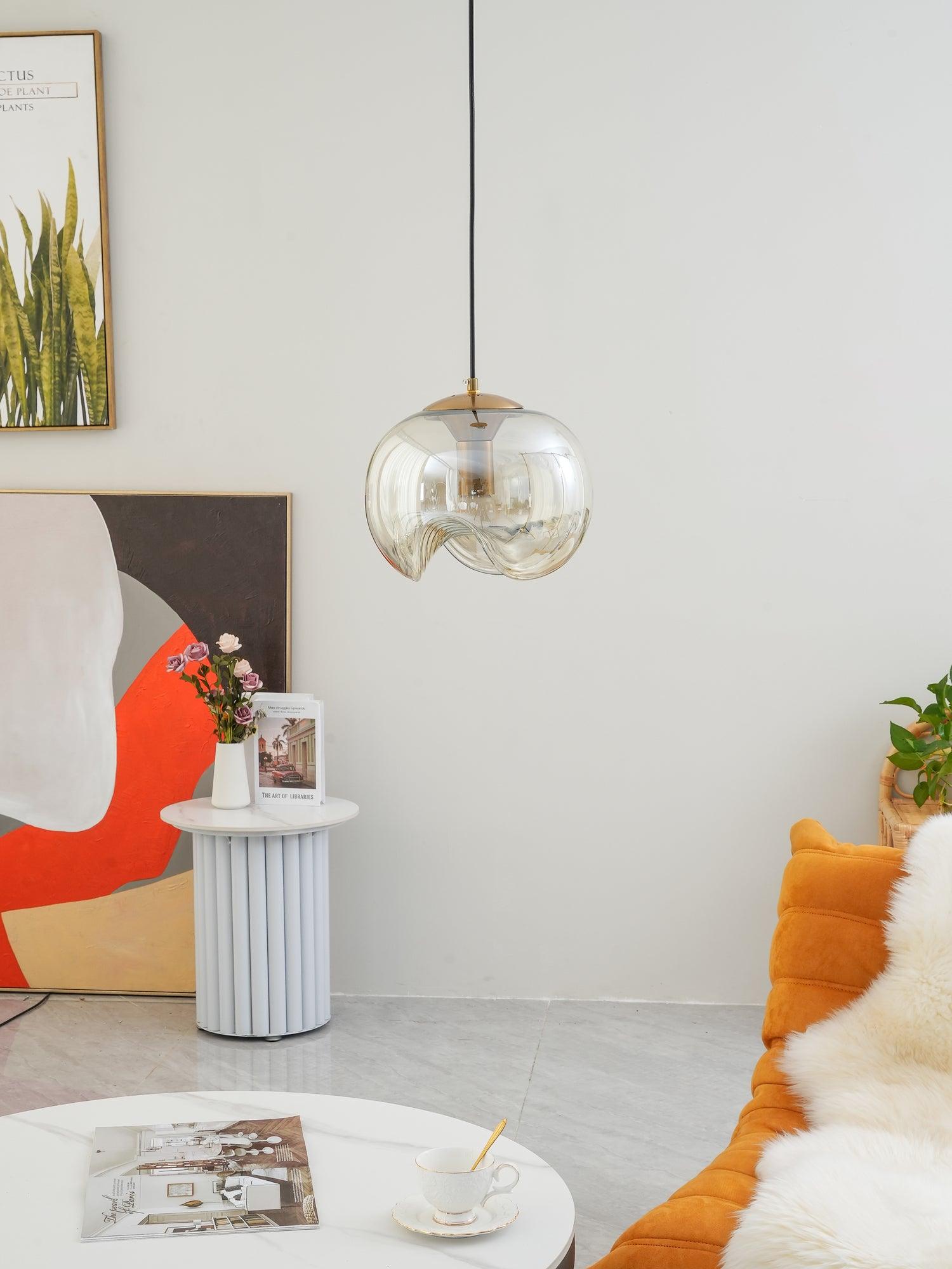 Willa Pendant Lamp Glass Wave Mid Century Vintage-Neutral Decor