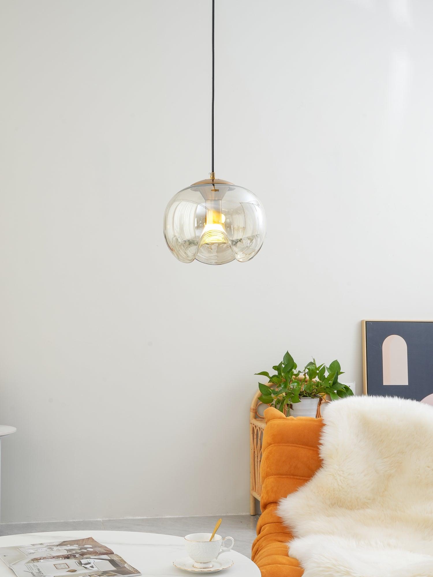 Willa Pendant Lamp Glass Wave Mid Century Vintage-Neutral Decor