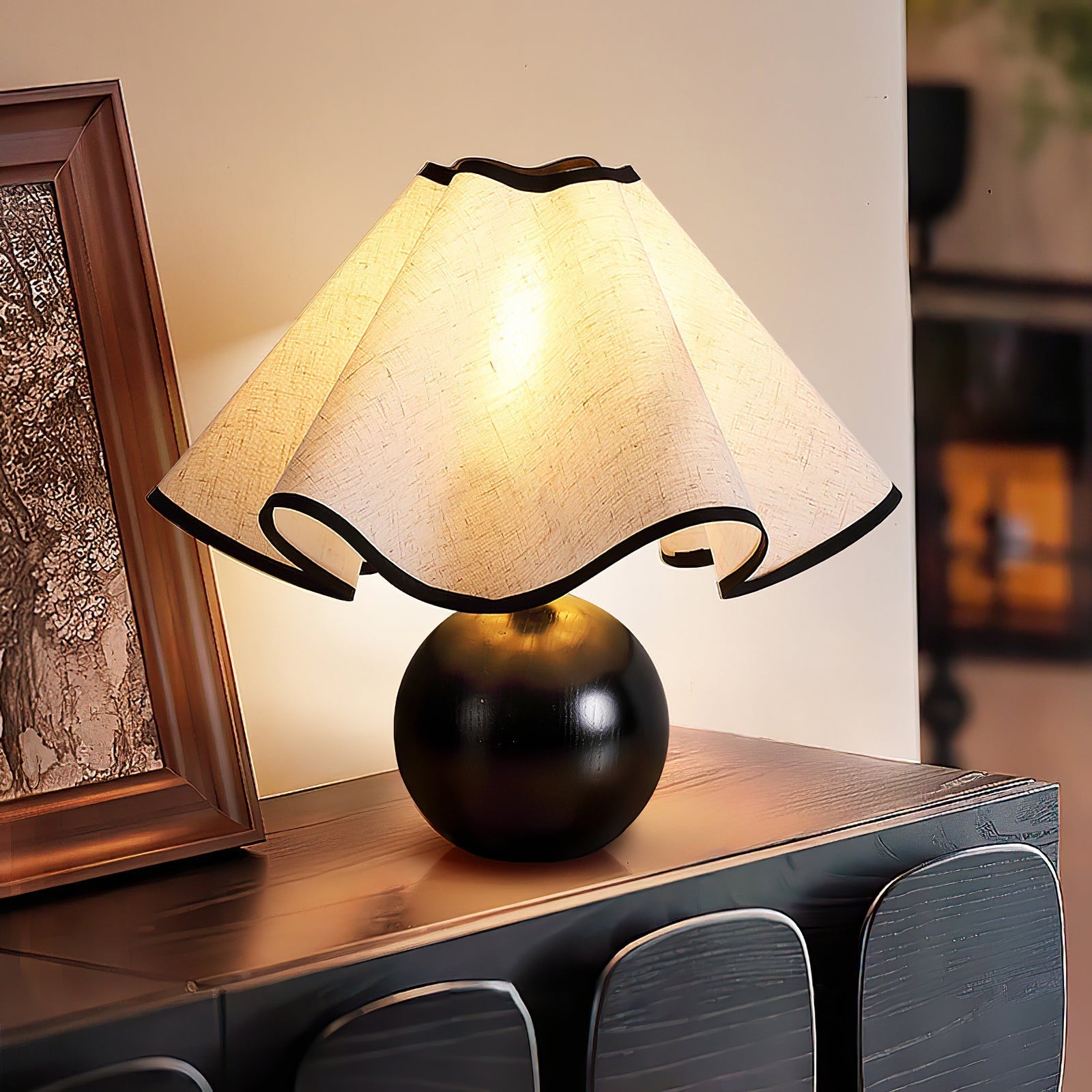 Kalion Wood Fabric Table Lamp-Neutral Decor