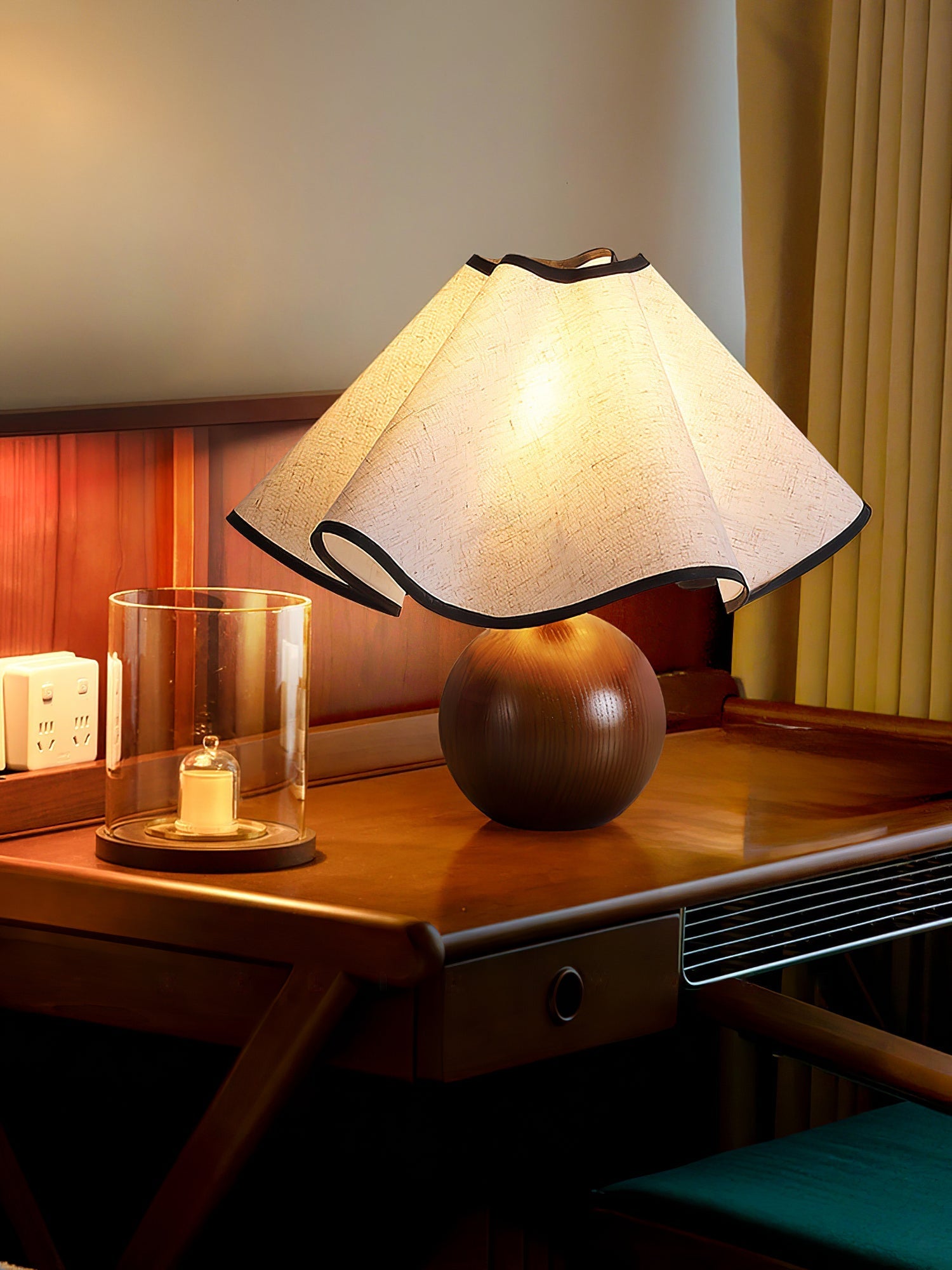 Kalion Wood Fabric Table Lamp-Neutral Decor