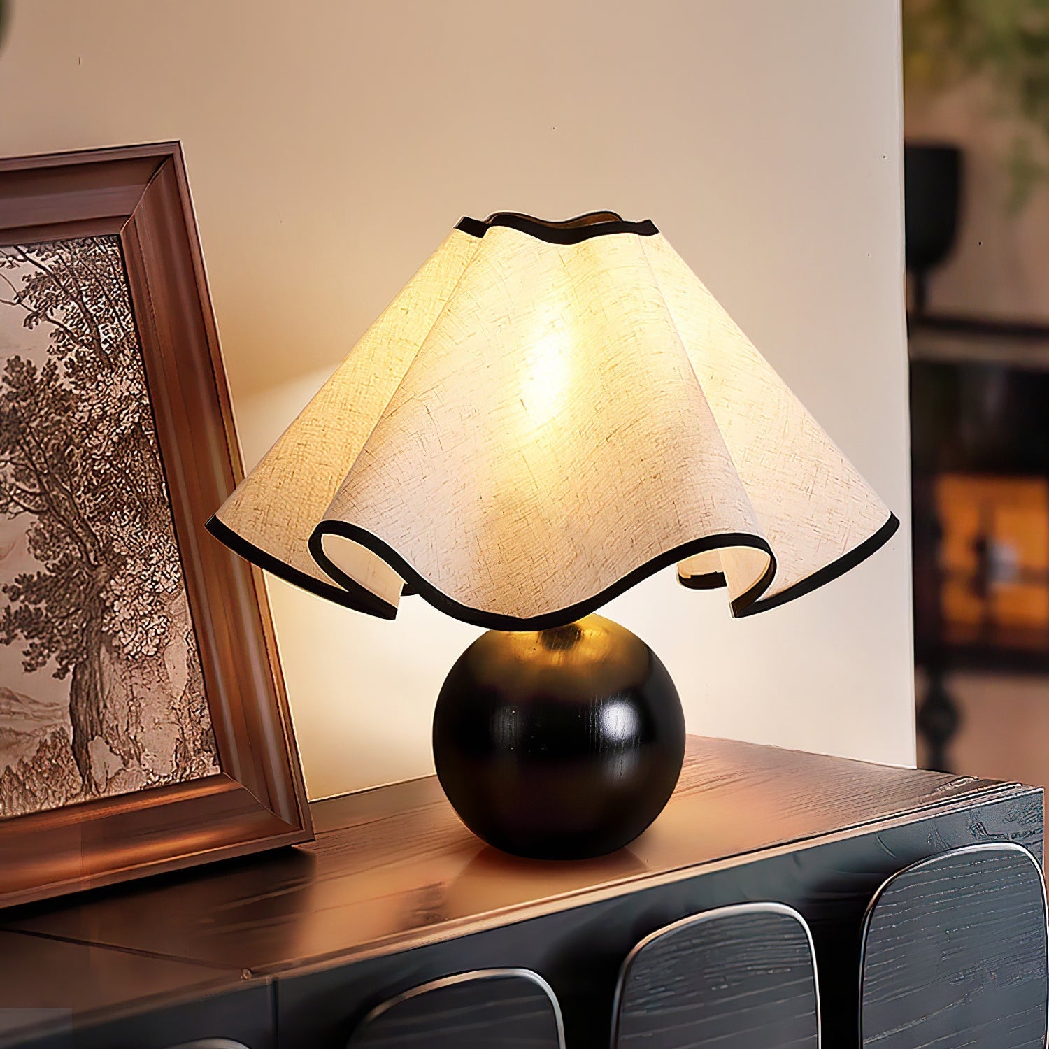 Kalion Wood Fabric Table Lamp-Neutral Decor
