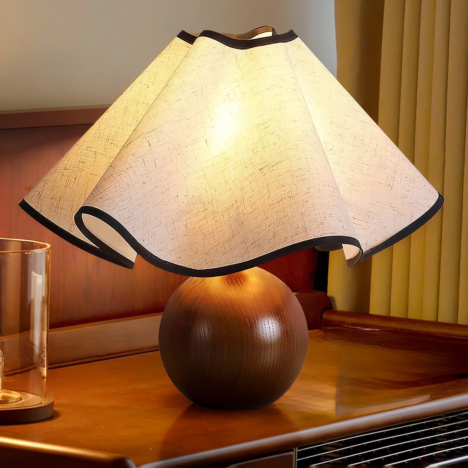 Kalion Wood Fabric Table Lamp-Neutral Decor