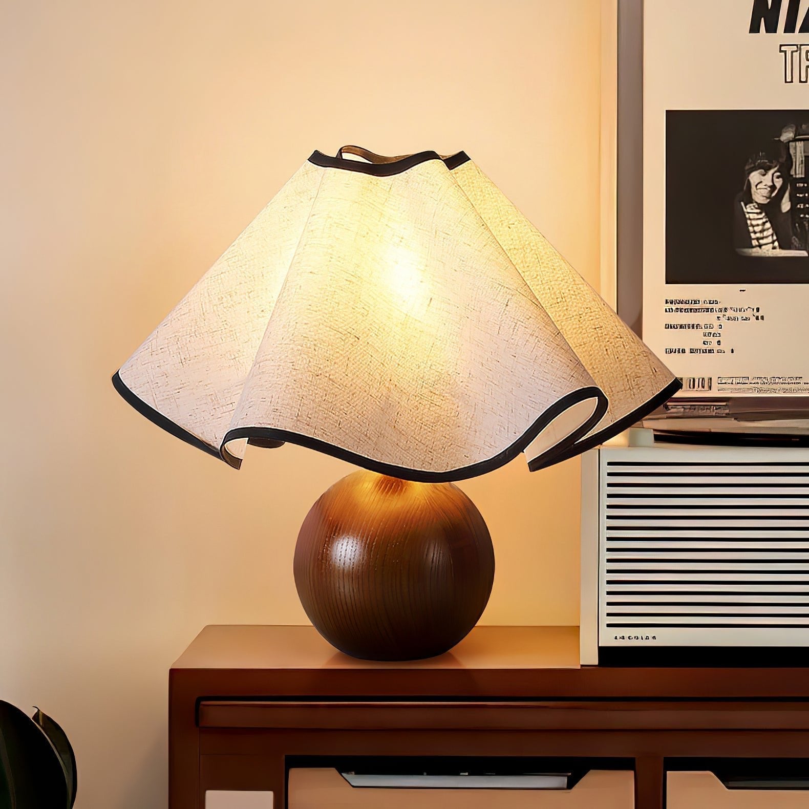 Kalion Wood Fabric Table Lamp-Neutral Decor