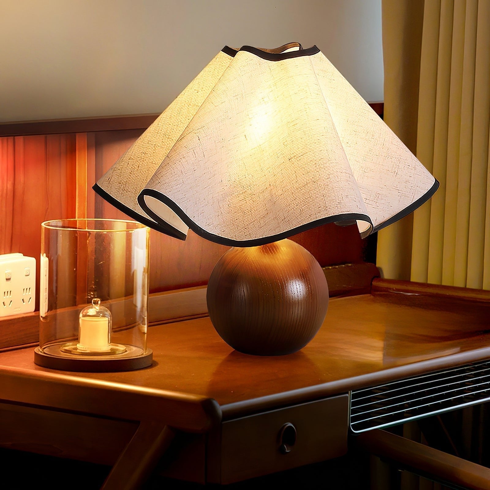Kalion Wood Fabric Table Lamp-Neutral Decor
