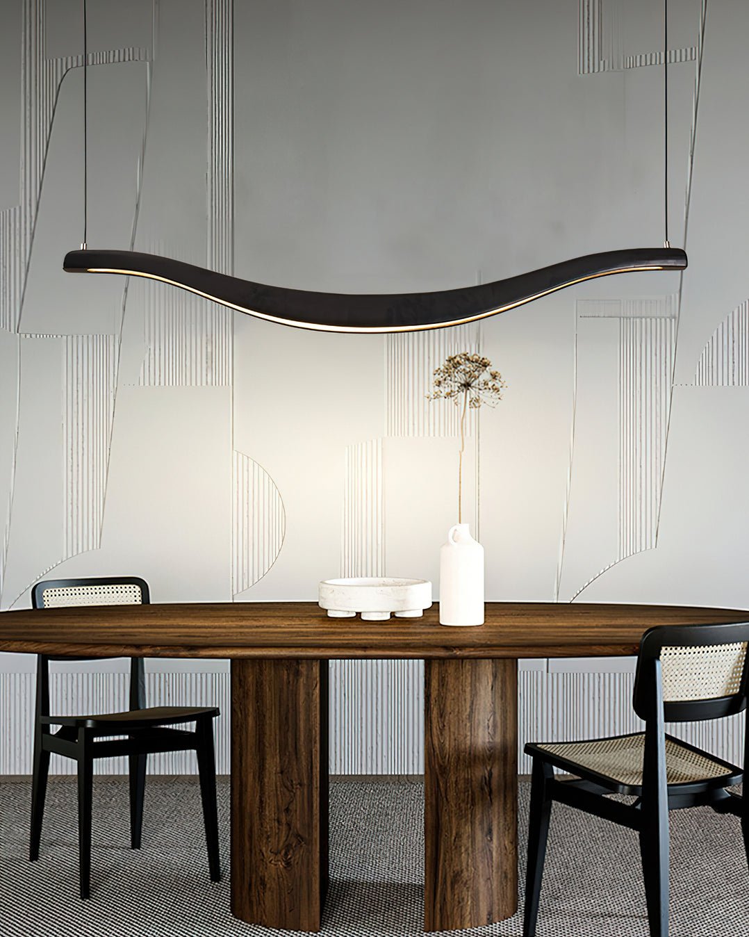 Lustra Chandelier Wood Waveform Elegant-Neutral Decor