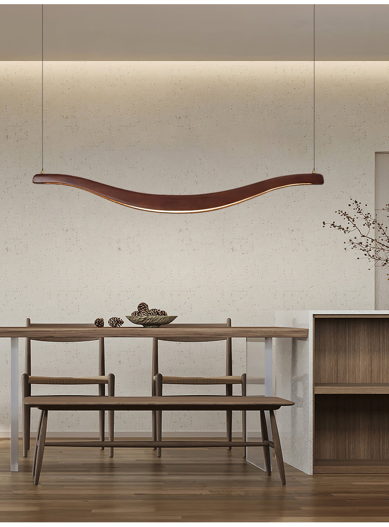 Lustra Chandelier Wood Waveform Elegant-Neutral Decor