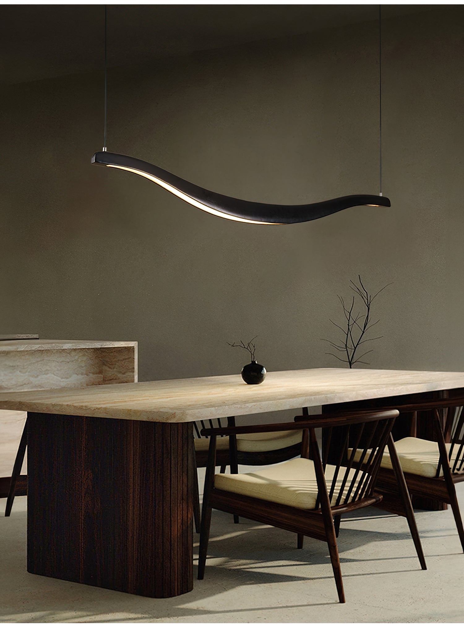 Lustra Chandelier Wood Waveform Elegant-Neutral Decor