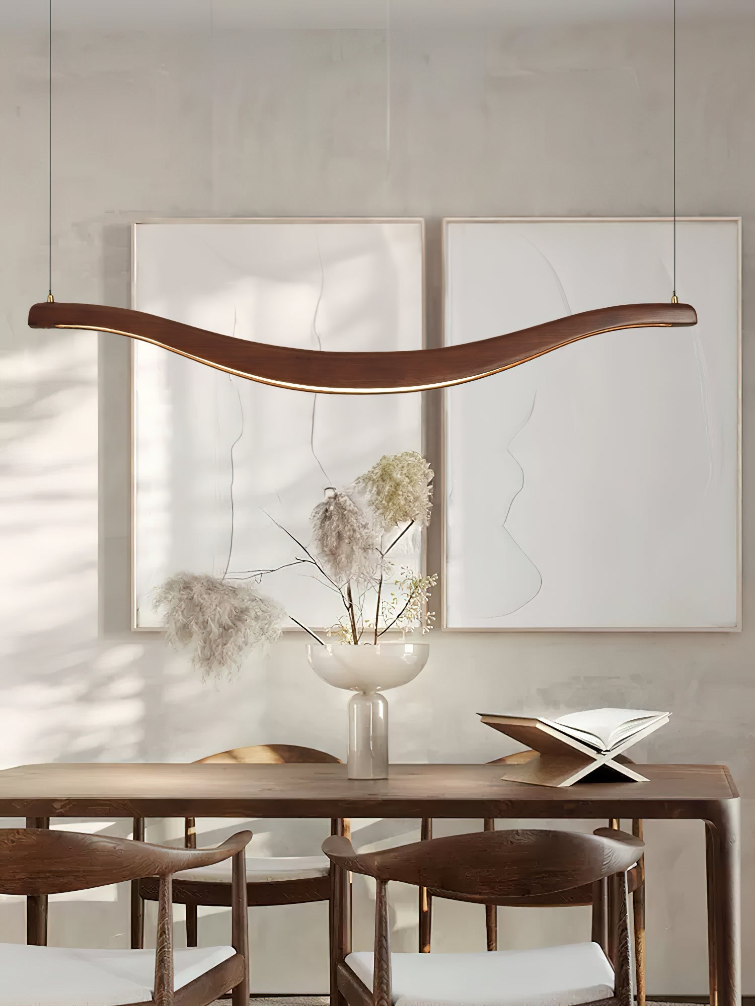 Lustra Chandelier Wood Waveform Elegant-Neutral Decor
