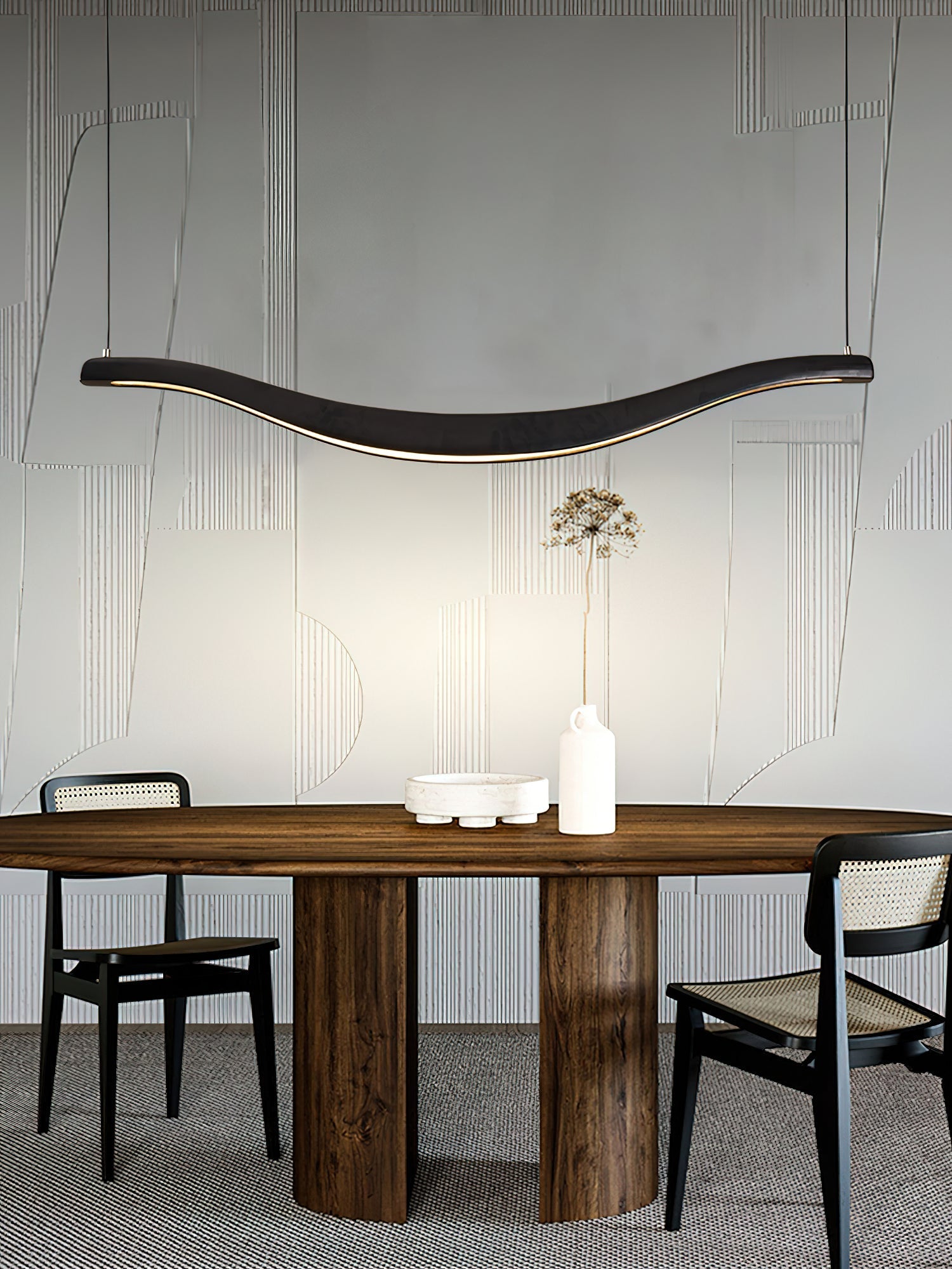 Lustra Chandelier Wood Waveform Elegant-Neutral Decor
