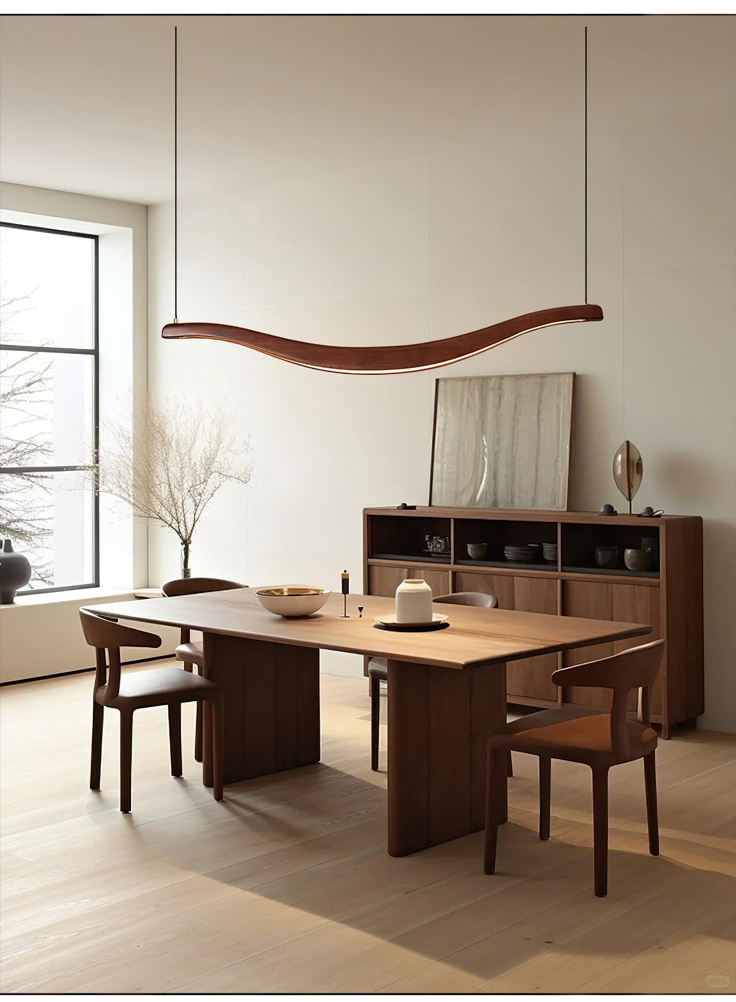 Lustra Chandelier Wood Waveform Elegant-Neutral Decor