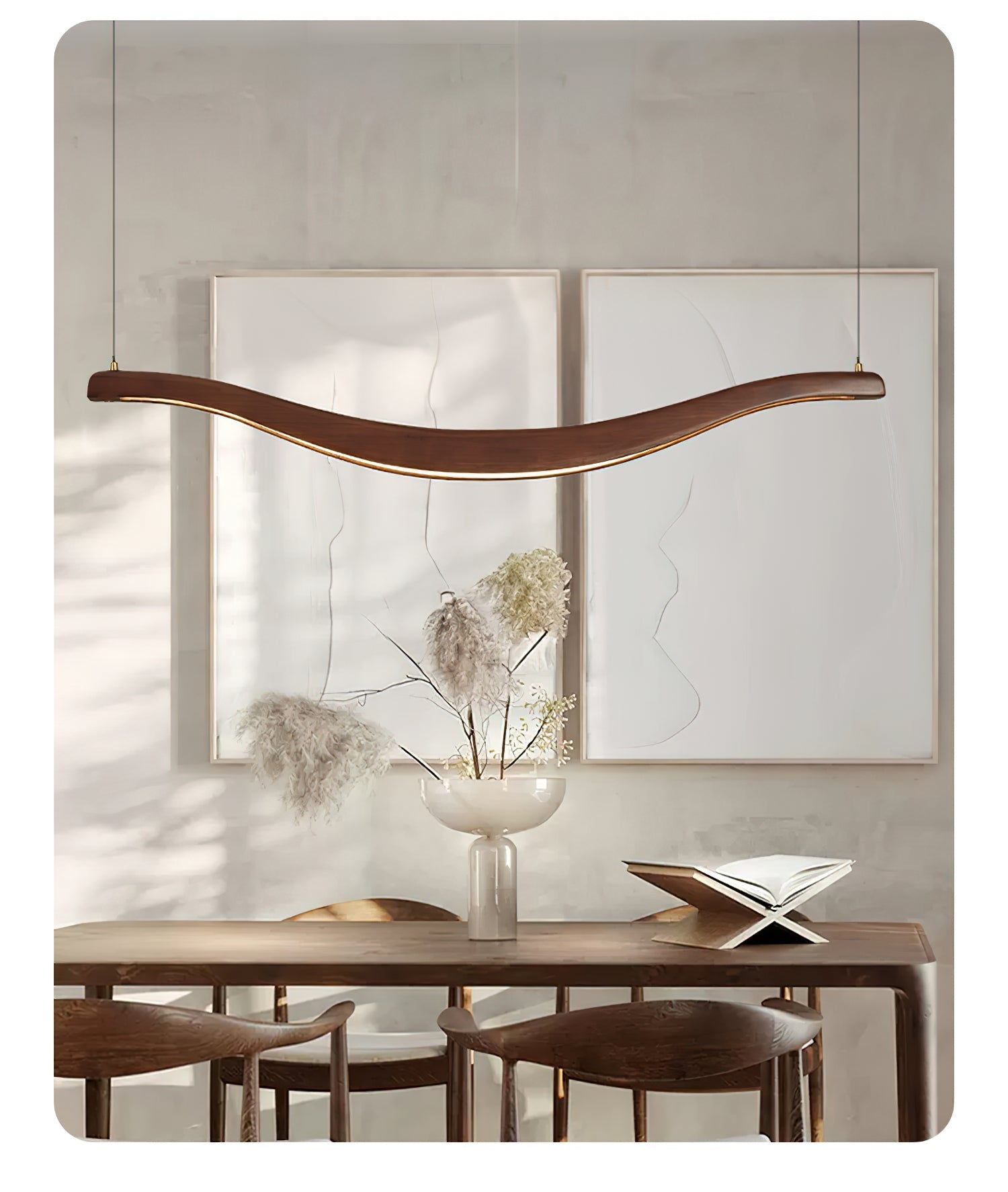 Lustra Chandelier Wood Waveform Elegant-Neutral Decor