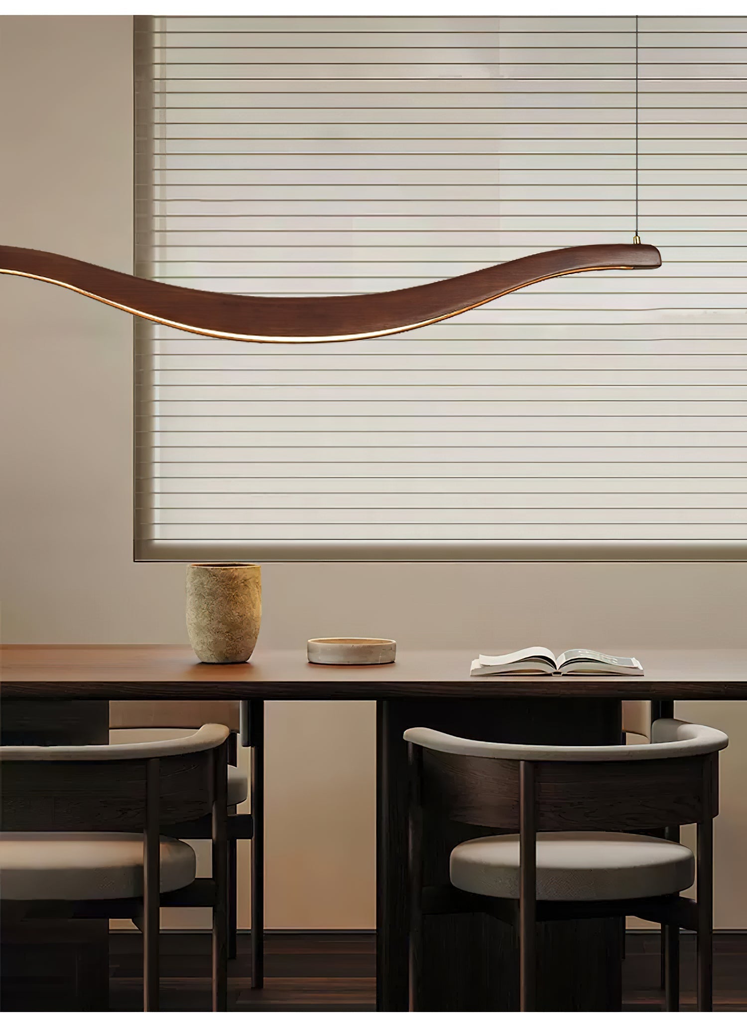 Lustra Chandelier Wood Waveform Elegant-Neutral Decor