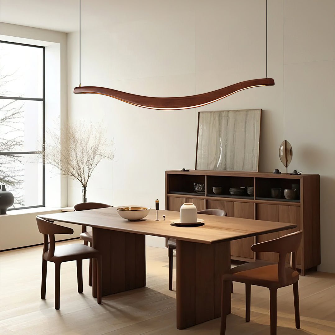 Lustra Chandelier Wood Waveform Elegant-Neutral Decor