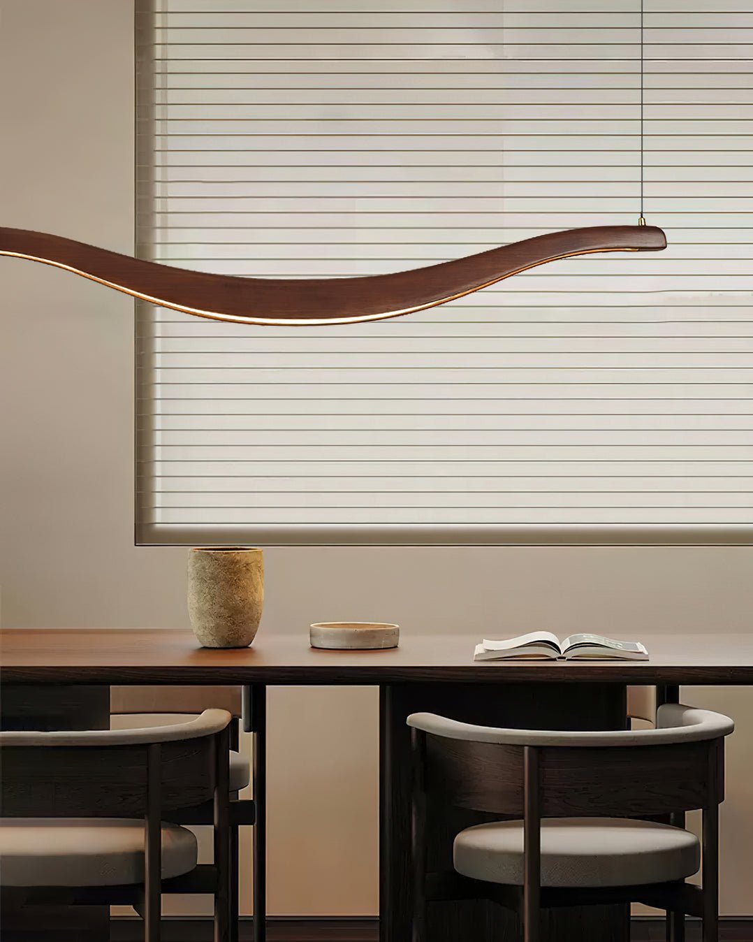 Lustra Chandelier Wood Waveform Elegant-Neutral Decor