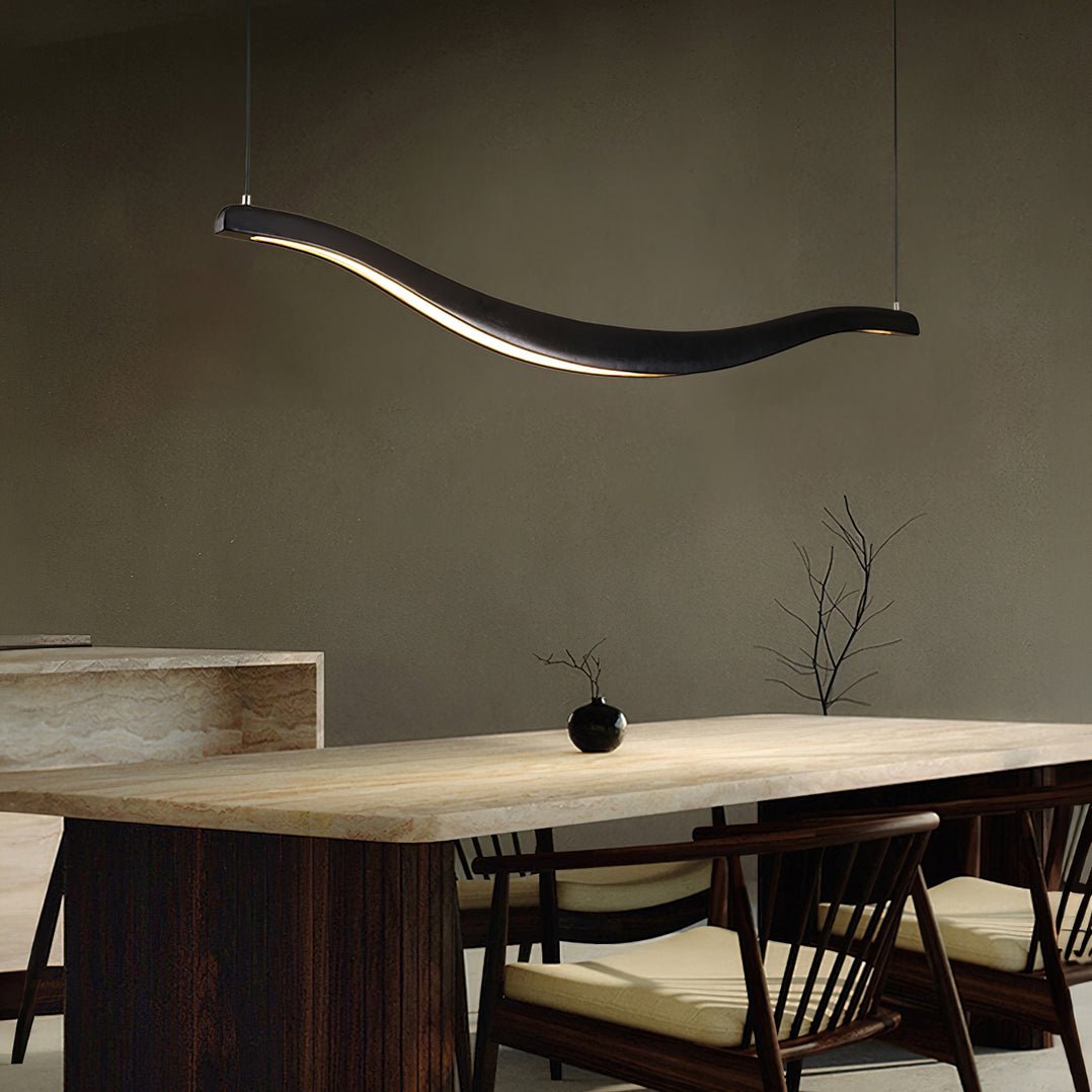 Lustra Chandelier Wood Waveform Elegant-Neutral Decor