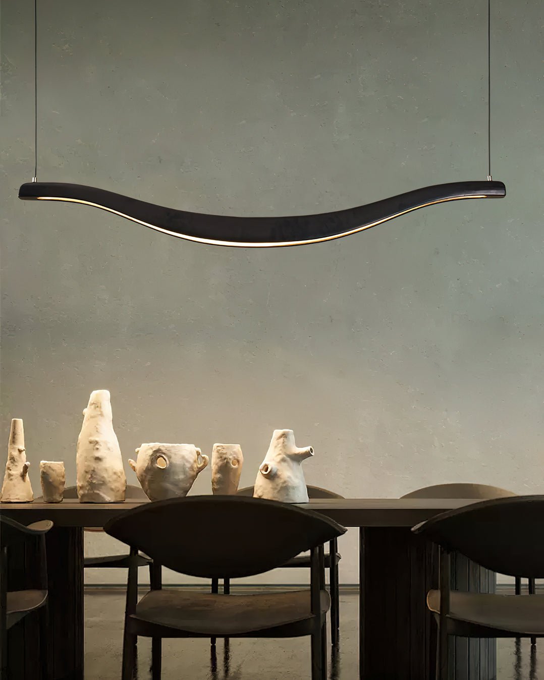 Lustra Chandelier Wood Waveform Elegant-Neutral Decor