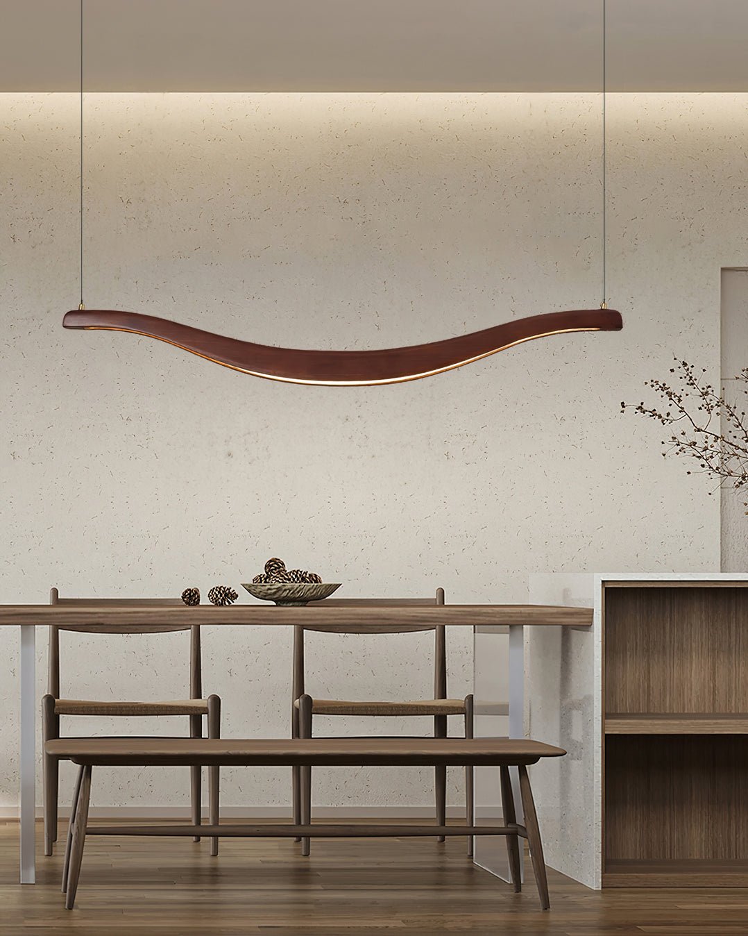 Lustra Chandelier Wood Waveform Elegant-Neutral Decor