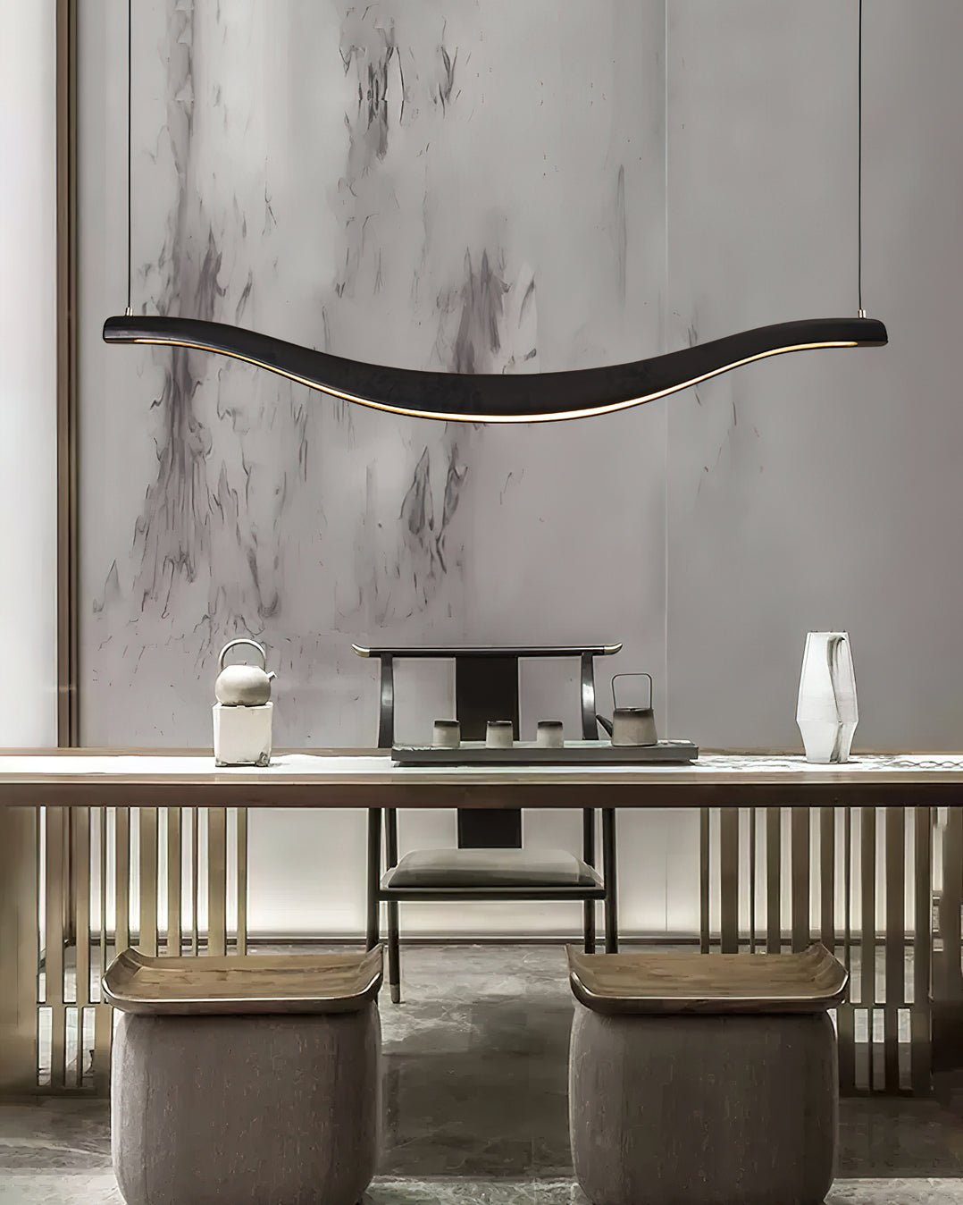 Lustra Chandelier Wood Waveform Elegant-Neutral Decor