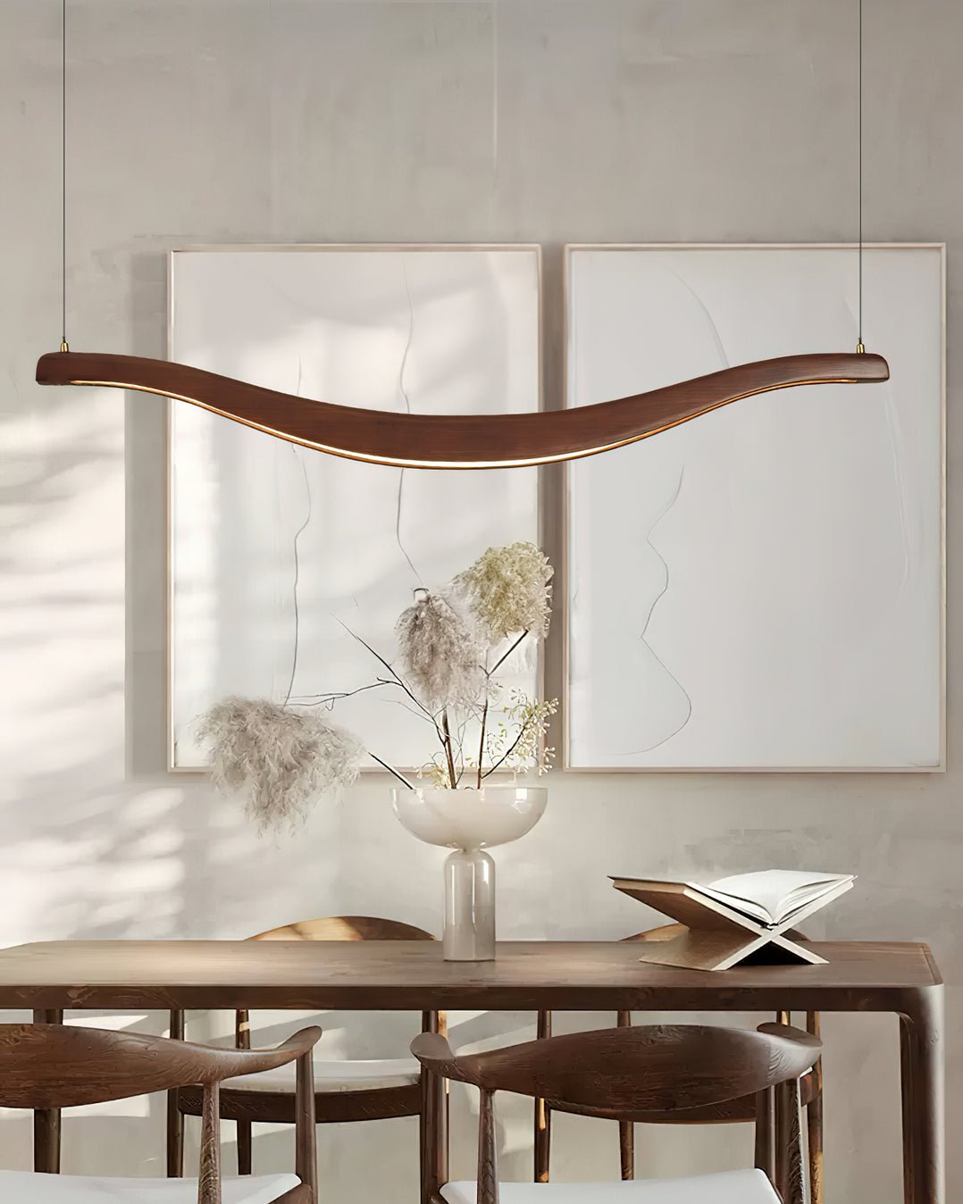 Lustra Chandelier Wood Waveform Elegant-Neutral Decor