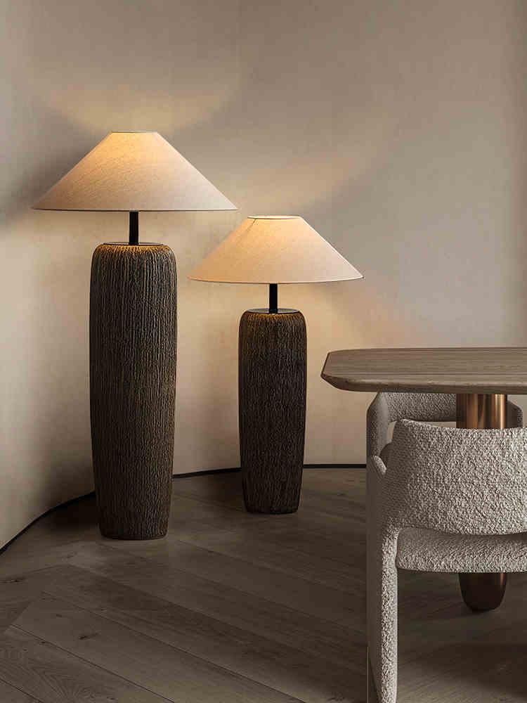 Hael Weathered Wood Grain Floor Lamp-Neutral Decor