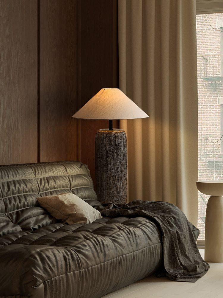 Hael Weathered Wood Grain Floor Lamp-Neutral Decor