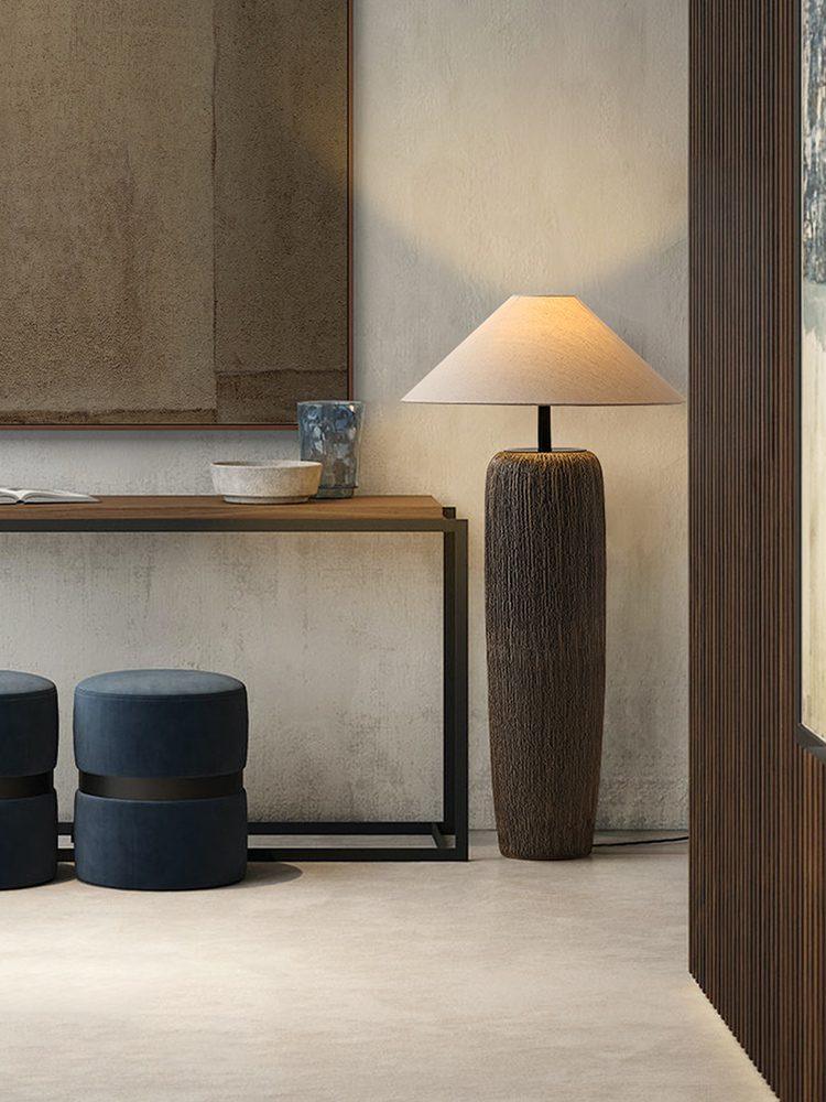 Hael Weathered Wood Grain Floor Lamp-Neutral Decor