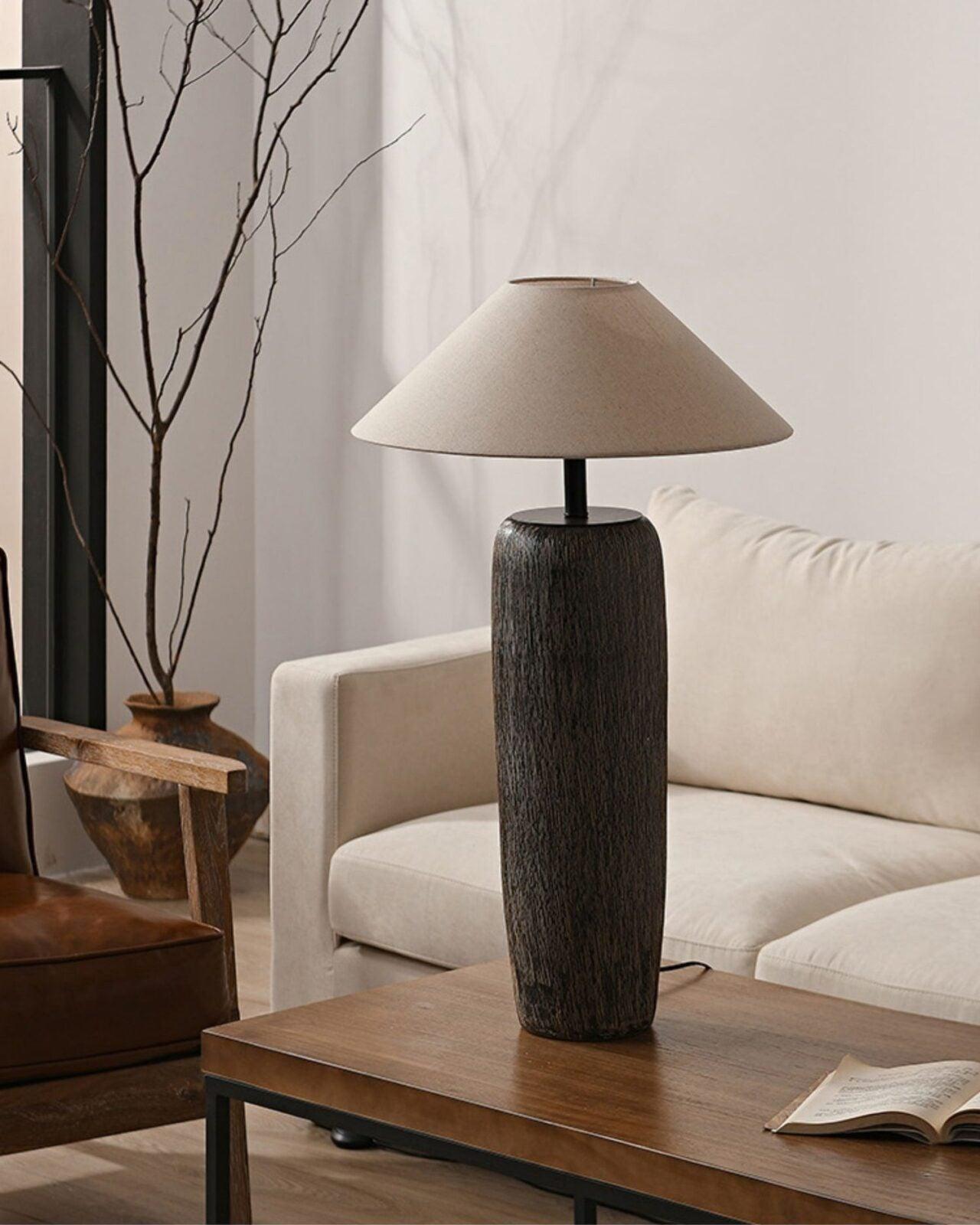Hael Weathered Wood Grain Floor Lamp-Neutral Decor