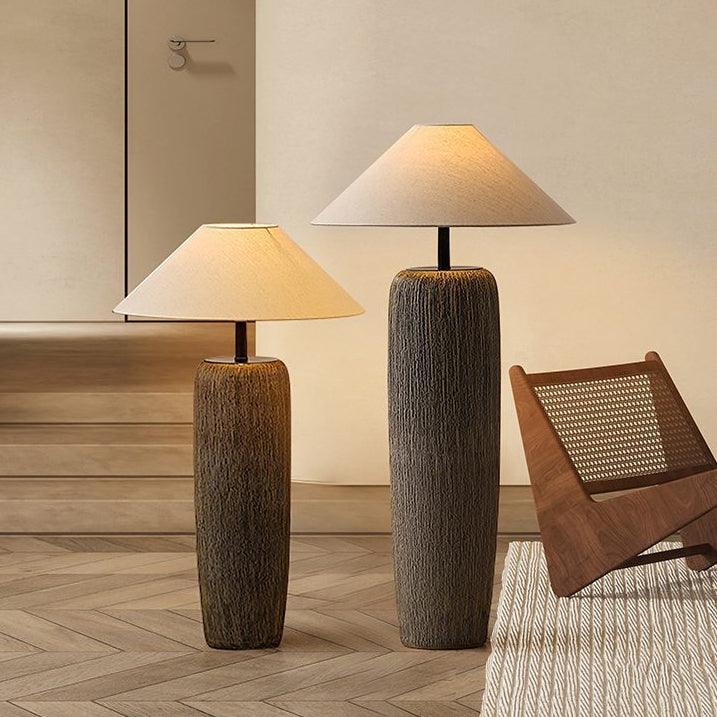 Hael Weathered Wood Grain Floor Lamp-Neutral Decor