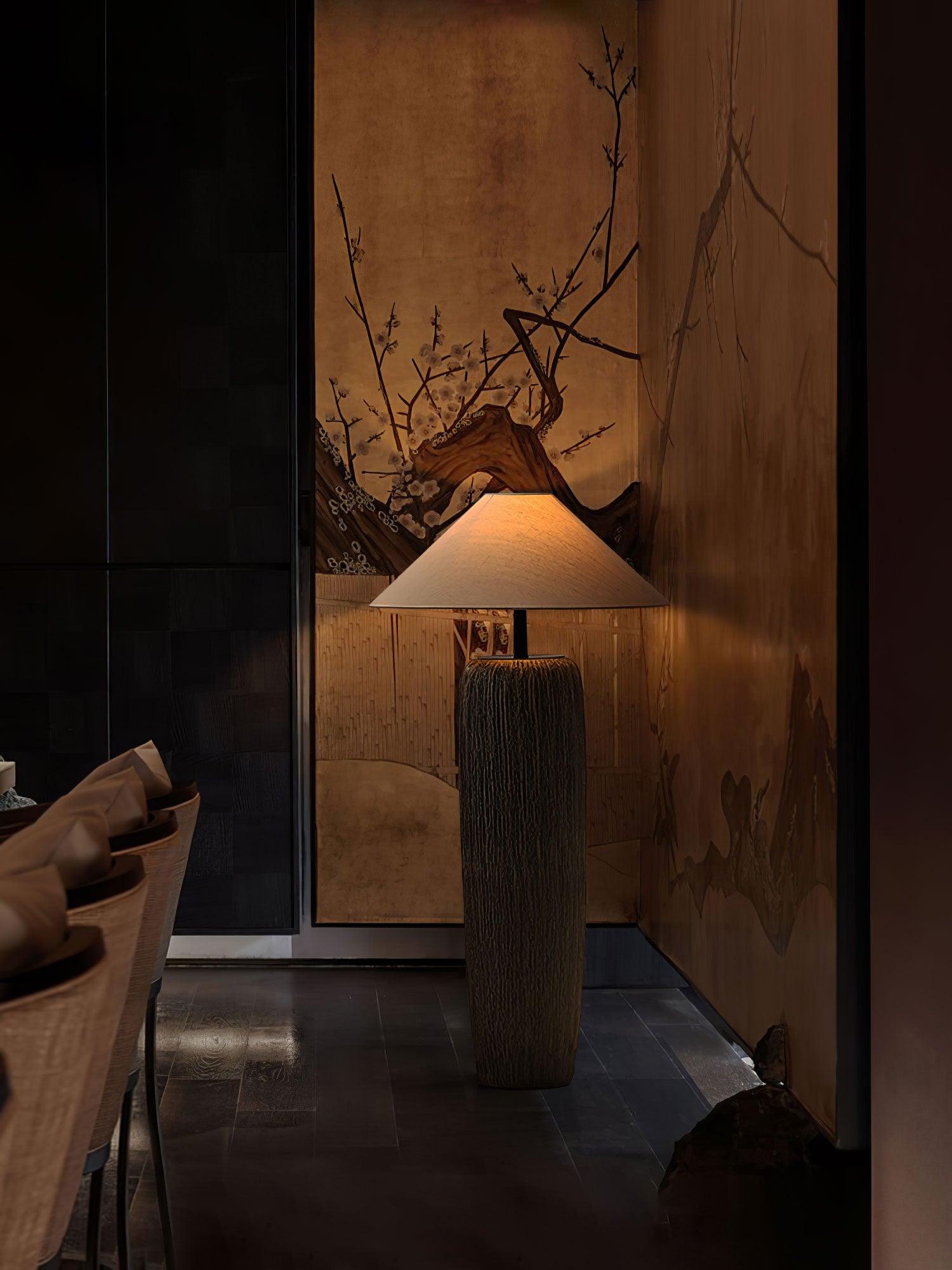 Hael Weathered Wood Grain Floor Lamp-Neutral Decor
