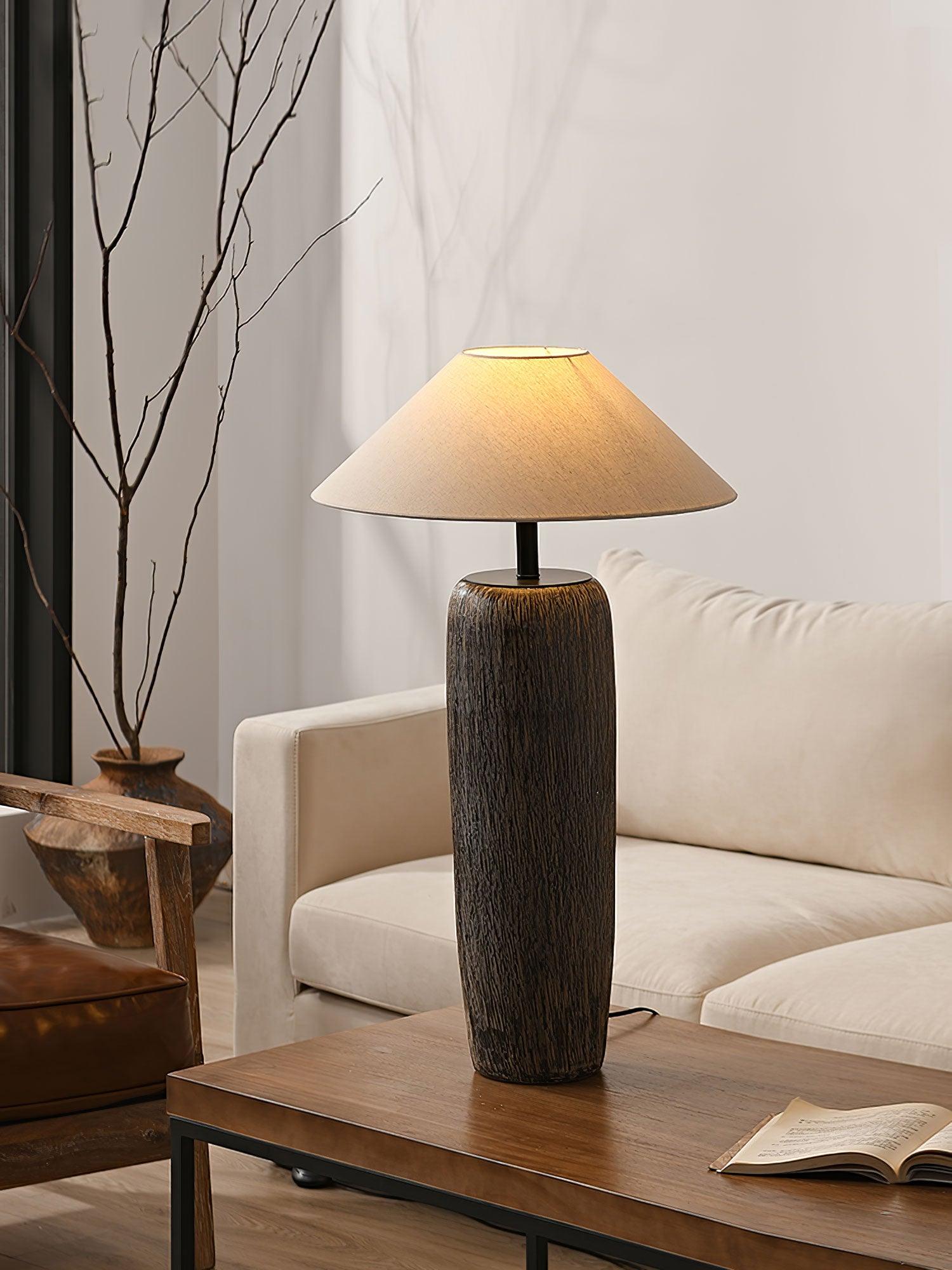 Hael Weathered Wood Grain Floor Lamp-Neutral Decor