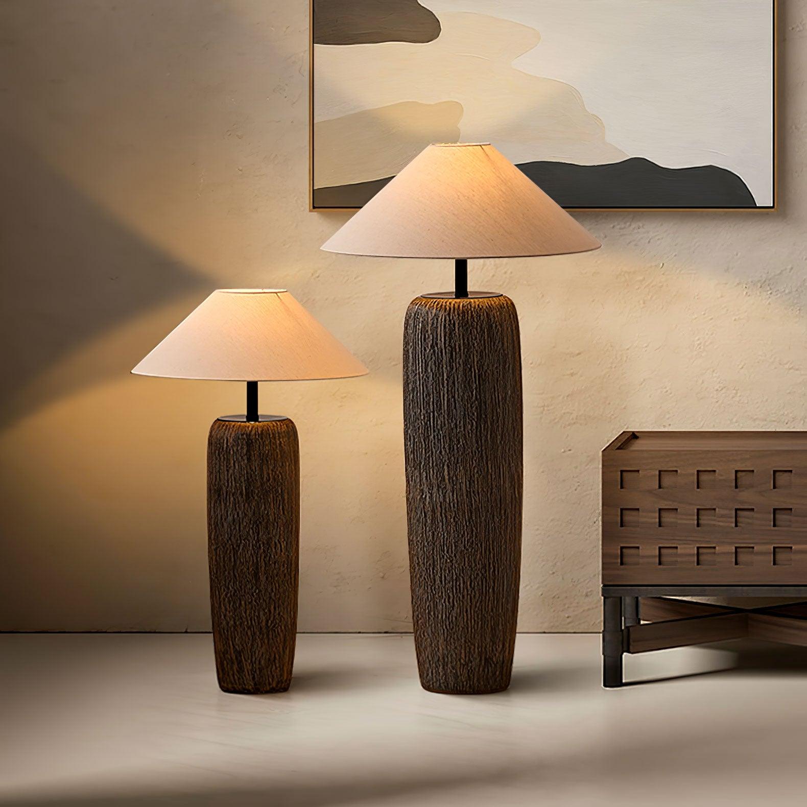 Hael Weathered Wood Grain Floor Lamp-Neutral Decor