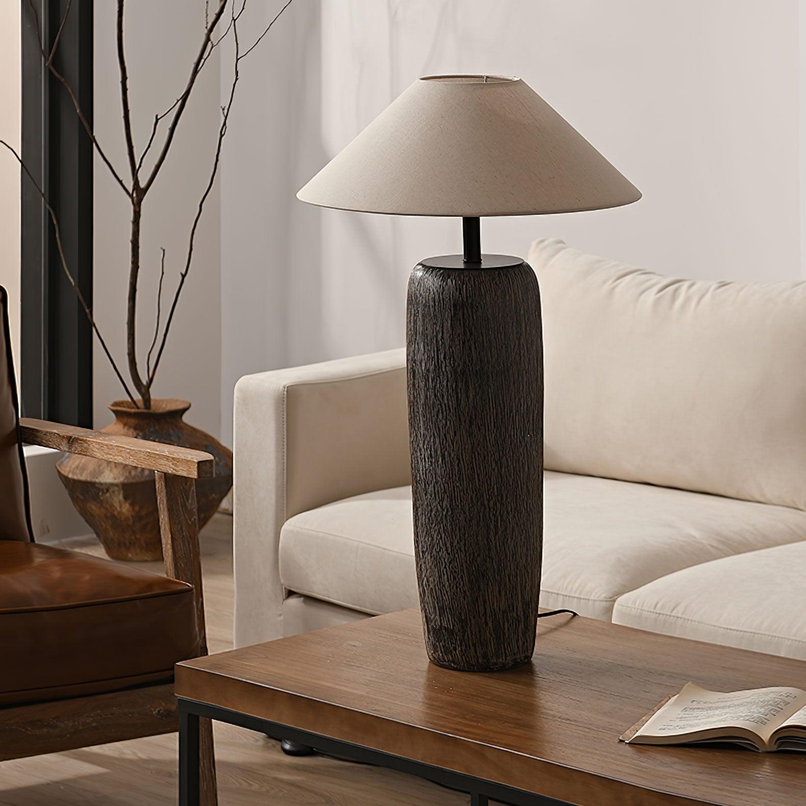 Hael Weathered Wood Grain Floor Lamp-Neutral Decor