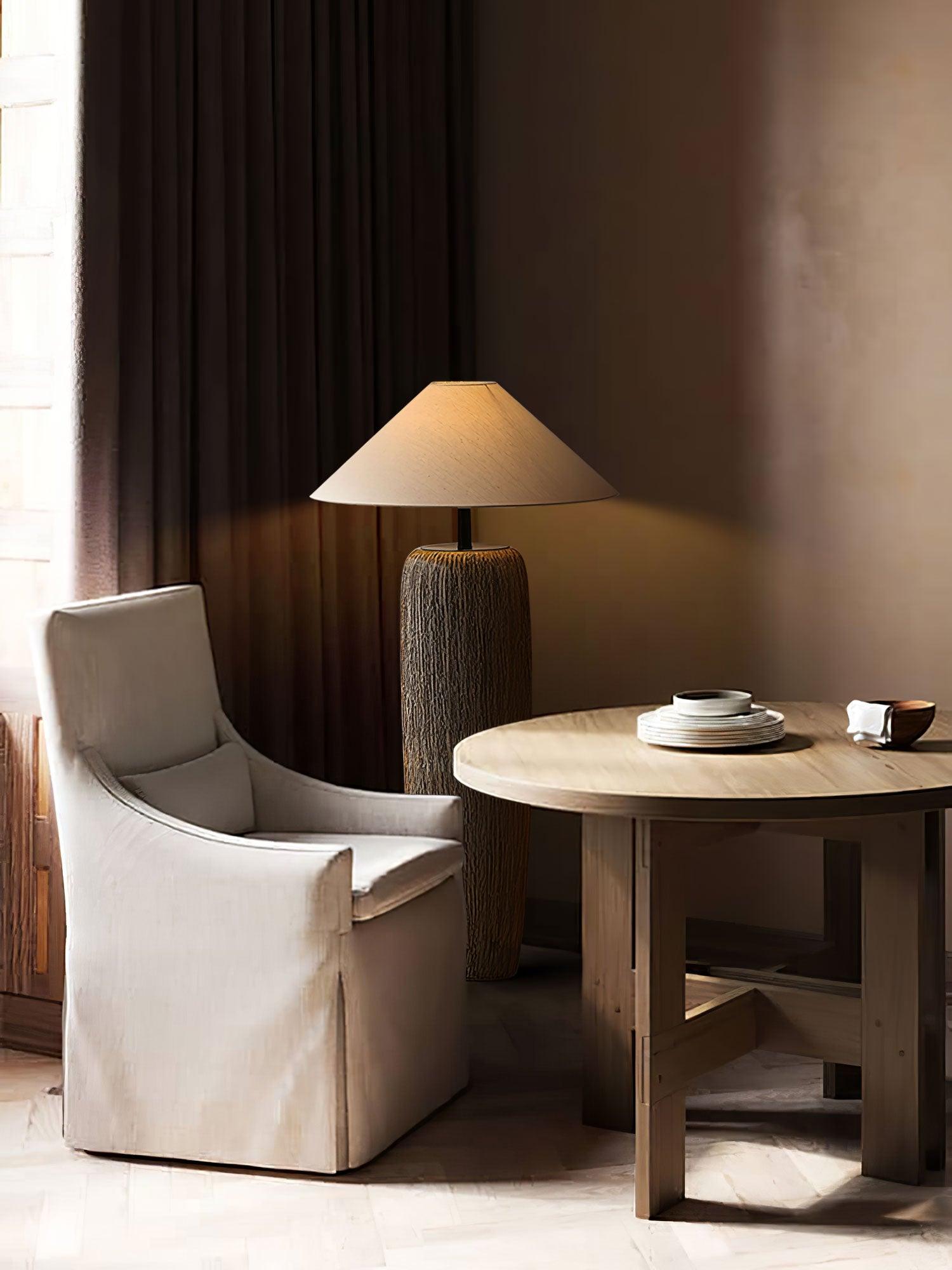 Hael Weathered Wood Grain Floor Lamp-Neutral Decor