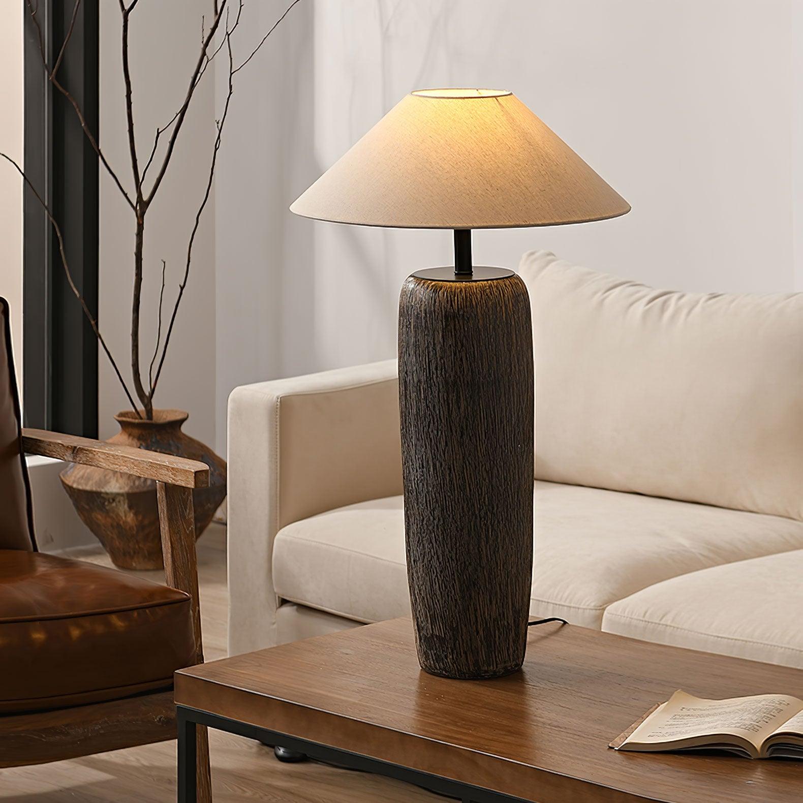 Hael Weathered Wood Grain Floor Lamp-Neutral Decor