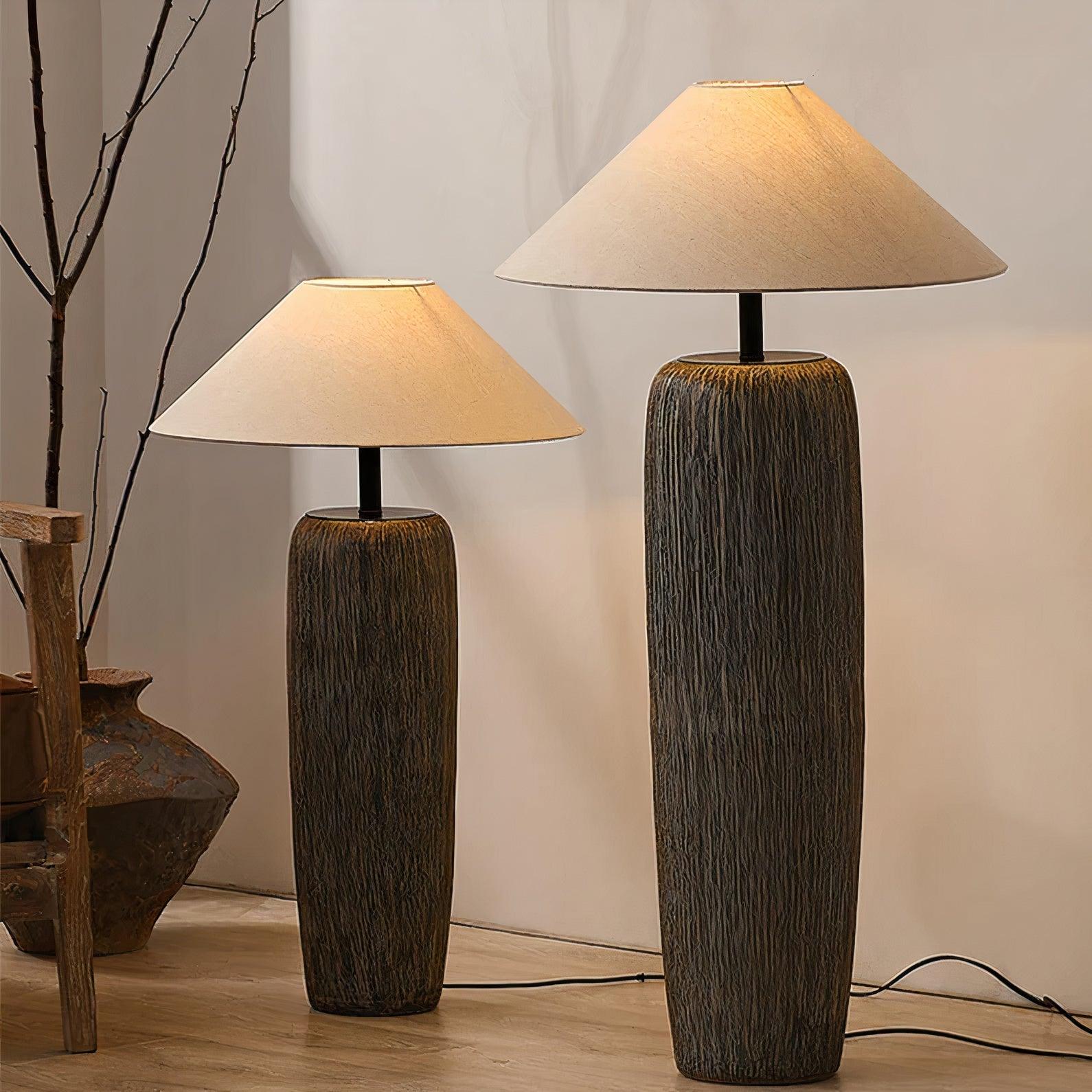 Hael Weathered Wood Grain Floor Lamp-Neutral Decor