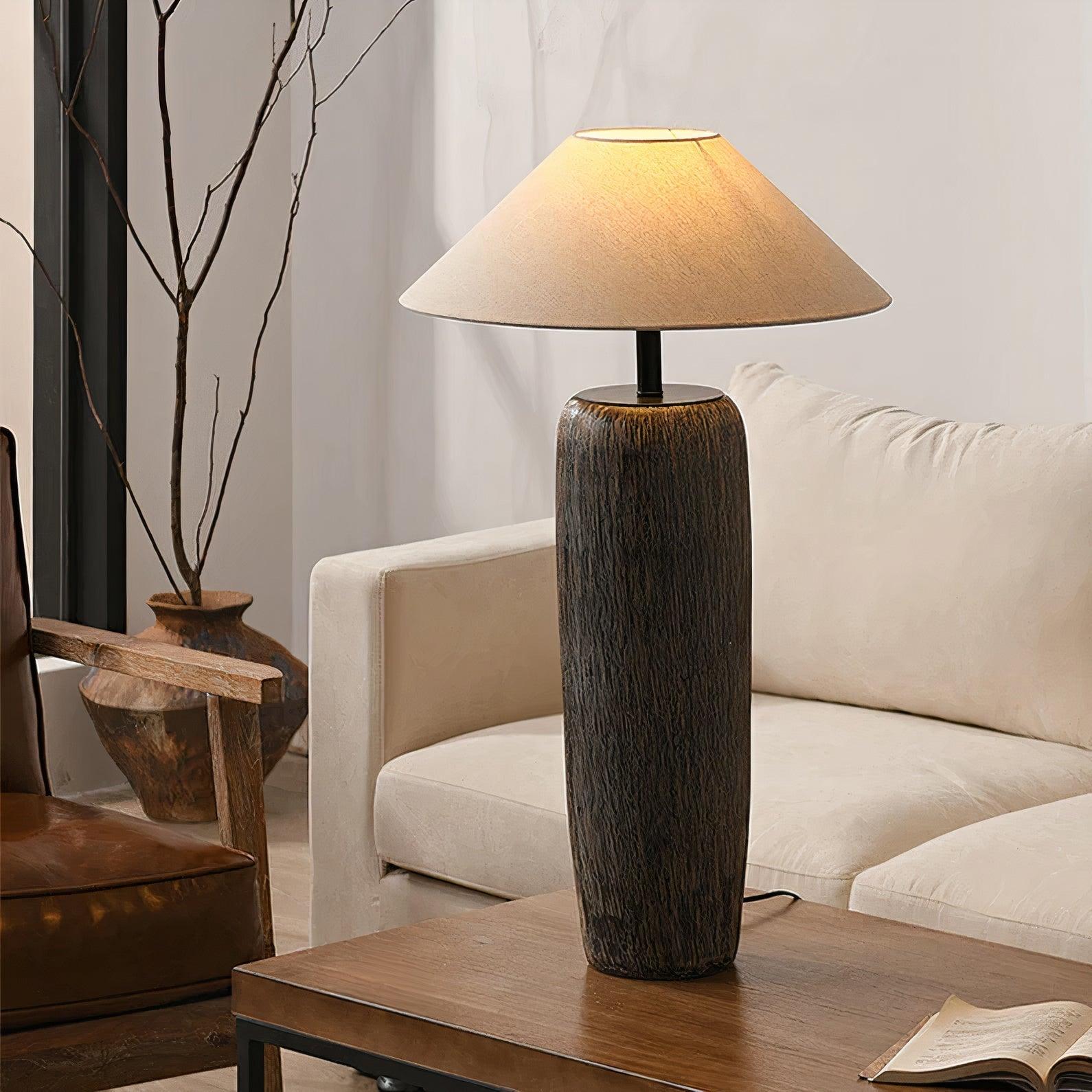 Hael Weathered Wood Grain Floor Lamp-Neutral Decor