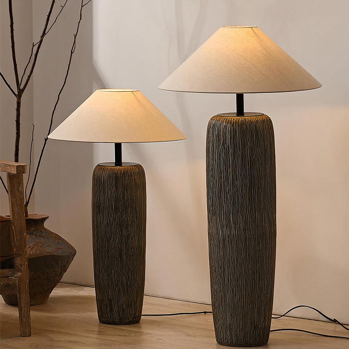 Hael Weathered Wood Grain Floor Lamp-Neutral Decor