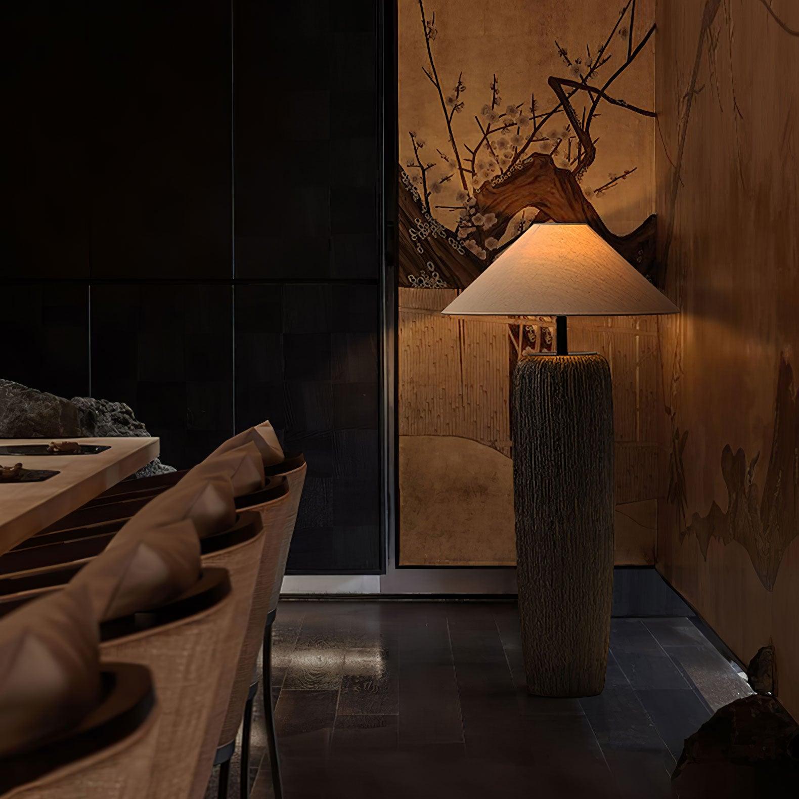 Hael Weathered Wood Grain Floor Lamp-Neutral Decor
