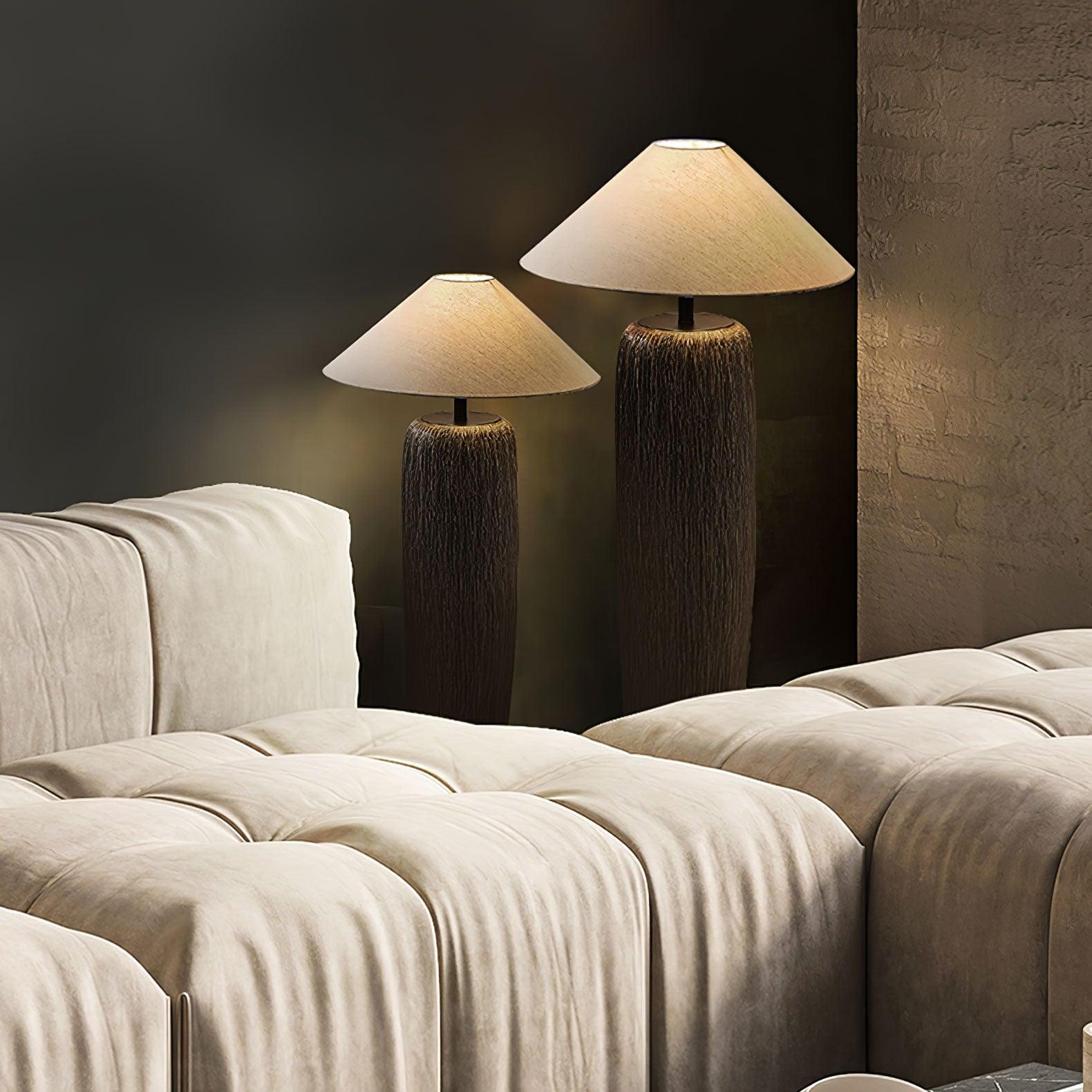 Hael Weathered Wood Grain Floor Lamp-Neutral Decor