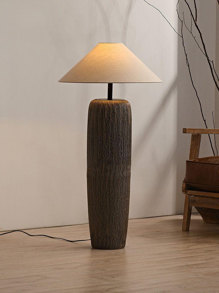 Hael Weathered Wood Grain Floor Lamp-Neutral Decor